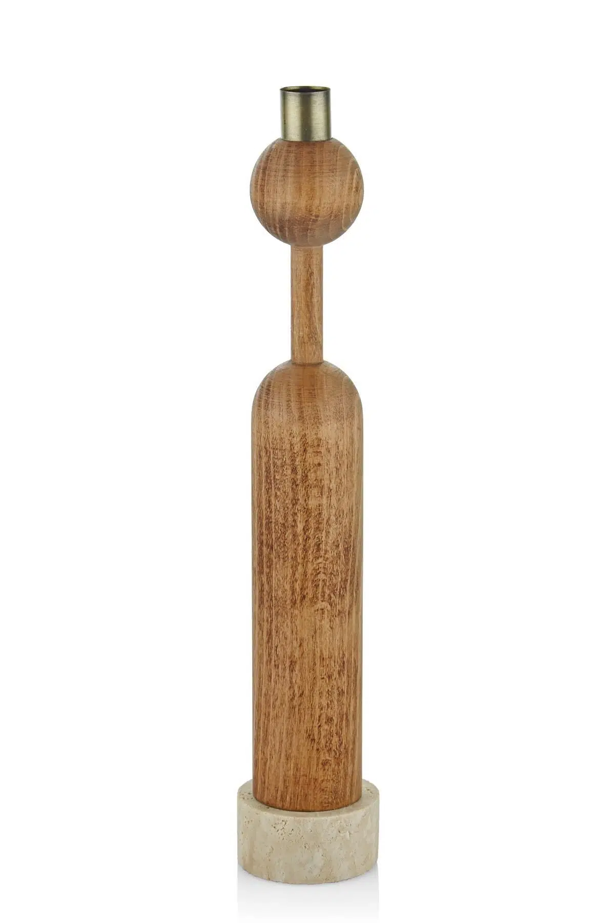 Seta Traverten Kaideli Ahşap Toplu Mumluk 6*6*36 Cm
