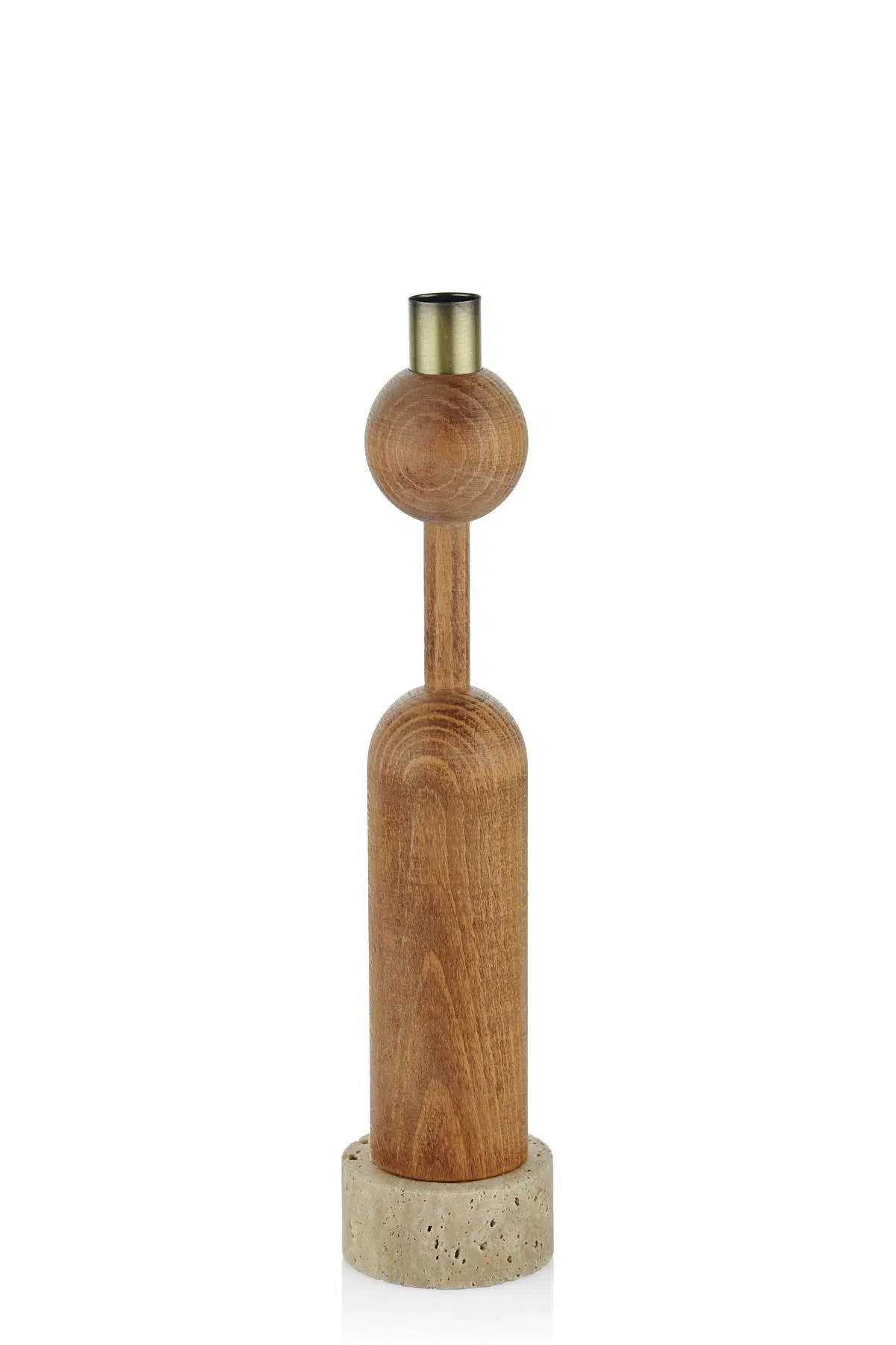 Seta Traverten Kaideli Ahşap Toplu Mumluk 6*6*31 Cm