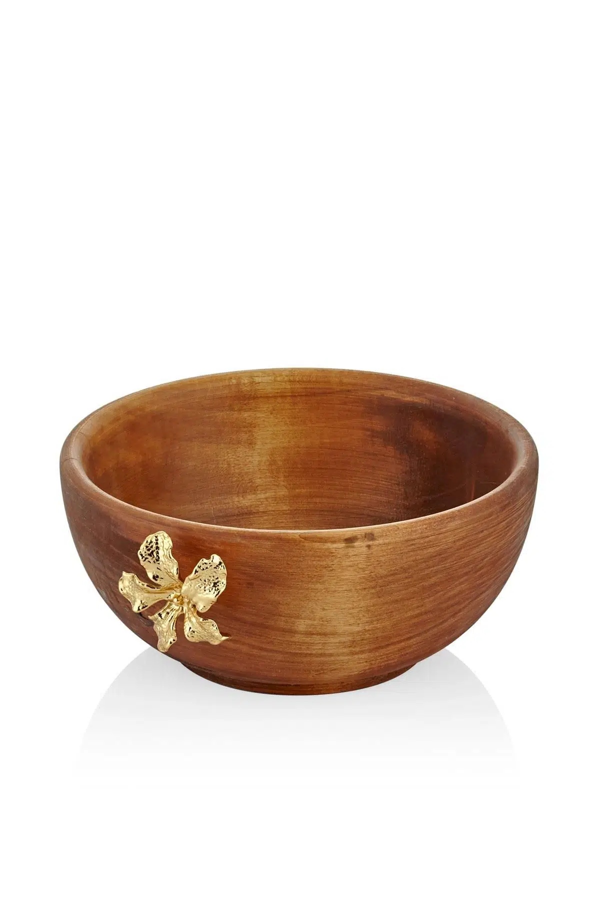 Seta Çiçek Figürlü Kızıl Ahşap Tabak Altın 23*23*10 Cm