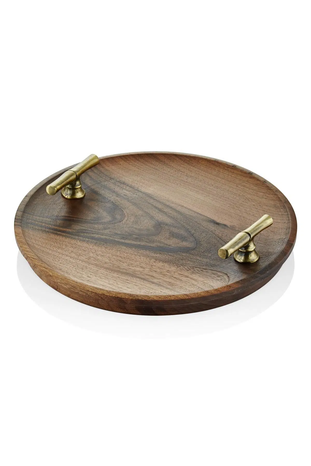Seta Kuplu Ahşap Tepsi Yuvarlak Bronz 30*30*7 Cm