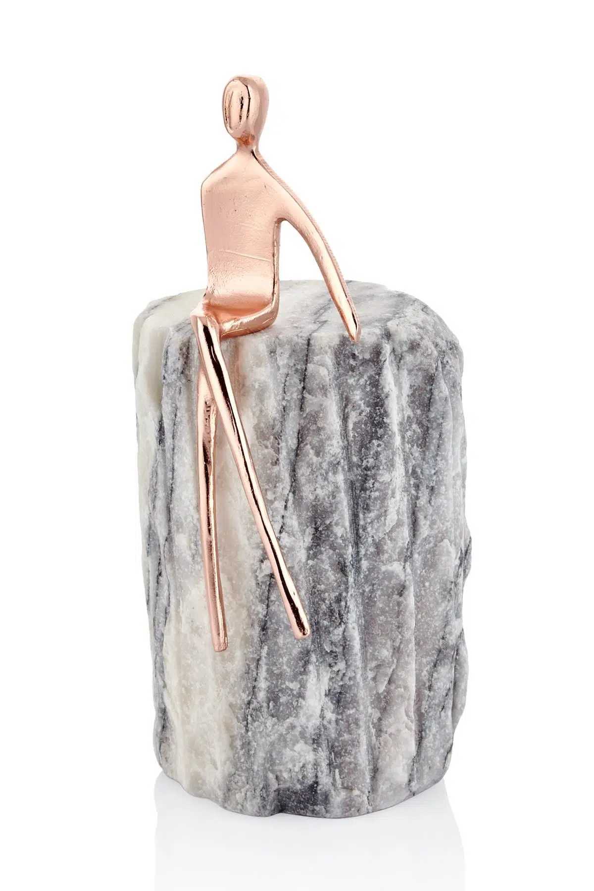 Evza Naturel Mermer Üzerinde Oturan Rose Gold Kadın 10*10*22 Cm