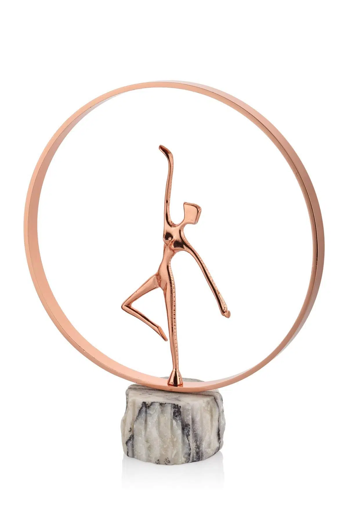 Evza Naturel Mermer Rose Gold Halka İçinde Balerin 10*30*35 Cm