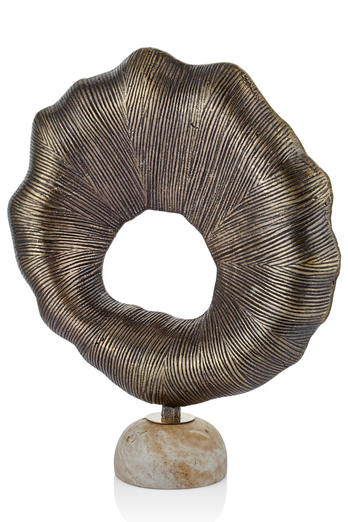 Evza Mermer Kaideli Güneş Dekor Traverten Bronz 13*36*45 Cm