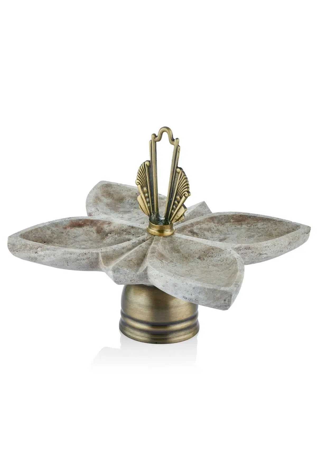 EVZA MERMER TRAVERTEN GRİ BRONZ KELEBEK MODEL SUNUMLUK 21*28*25 CM