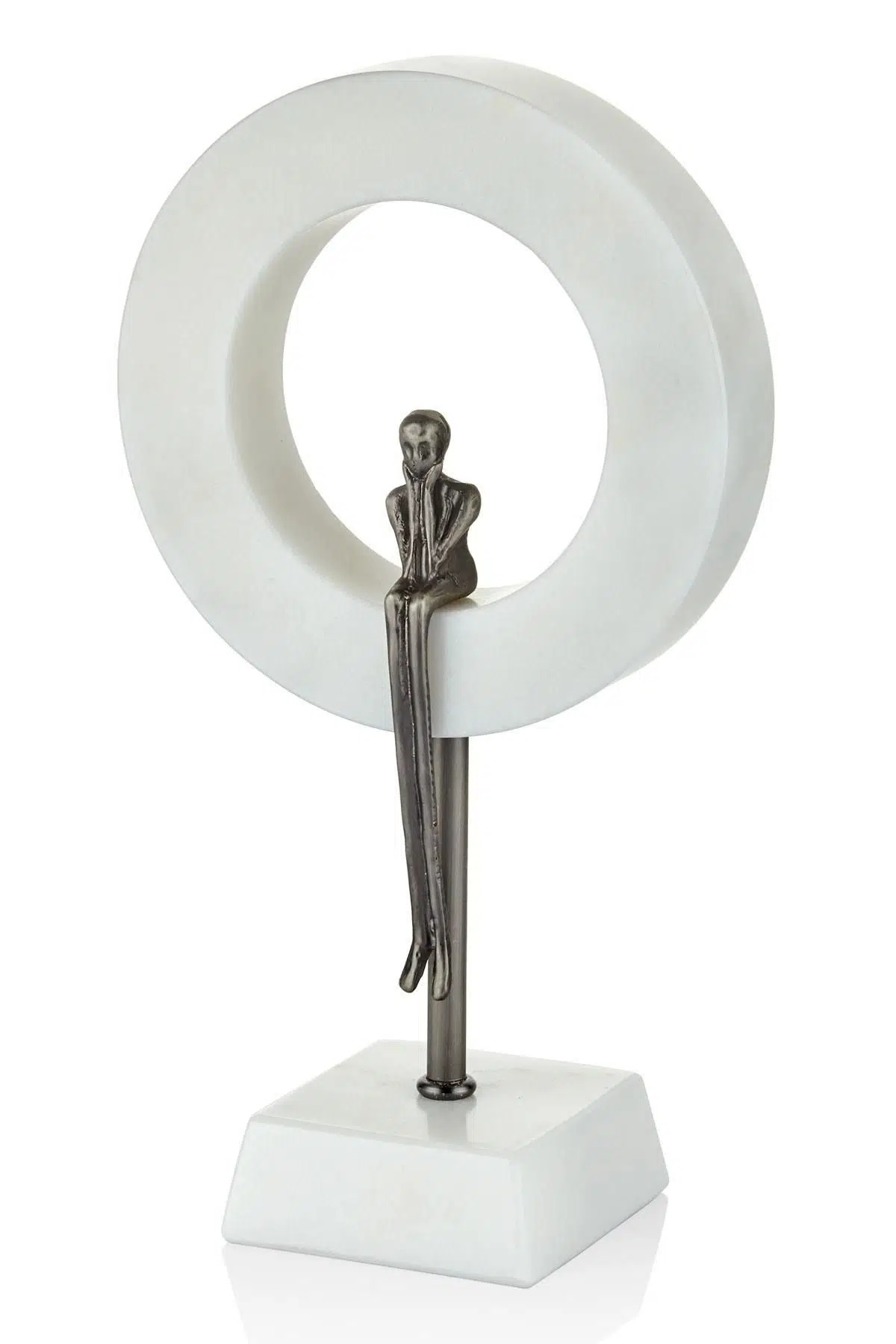 Evza Beyaz Dekoratif Mermer Halka 8*16*27 Cm