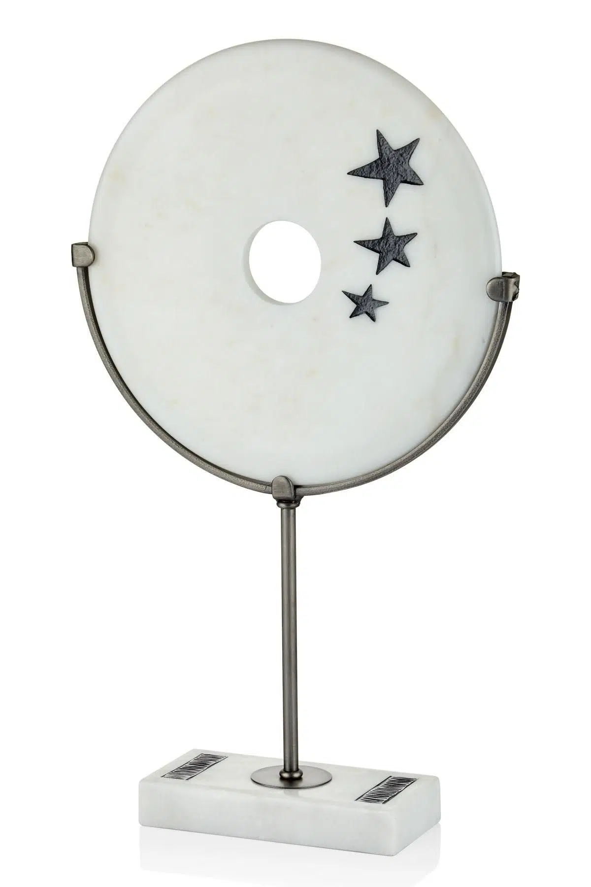 Evza Dekoratif Mermer Disk Yıldız Dekoralu Siyah Beyaz 8*28*50 Cm