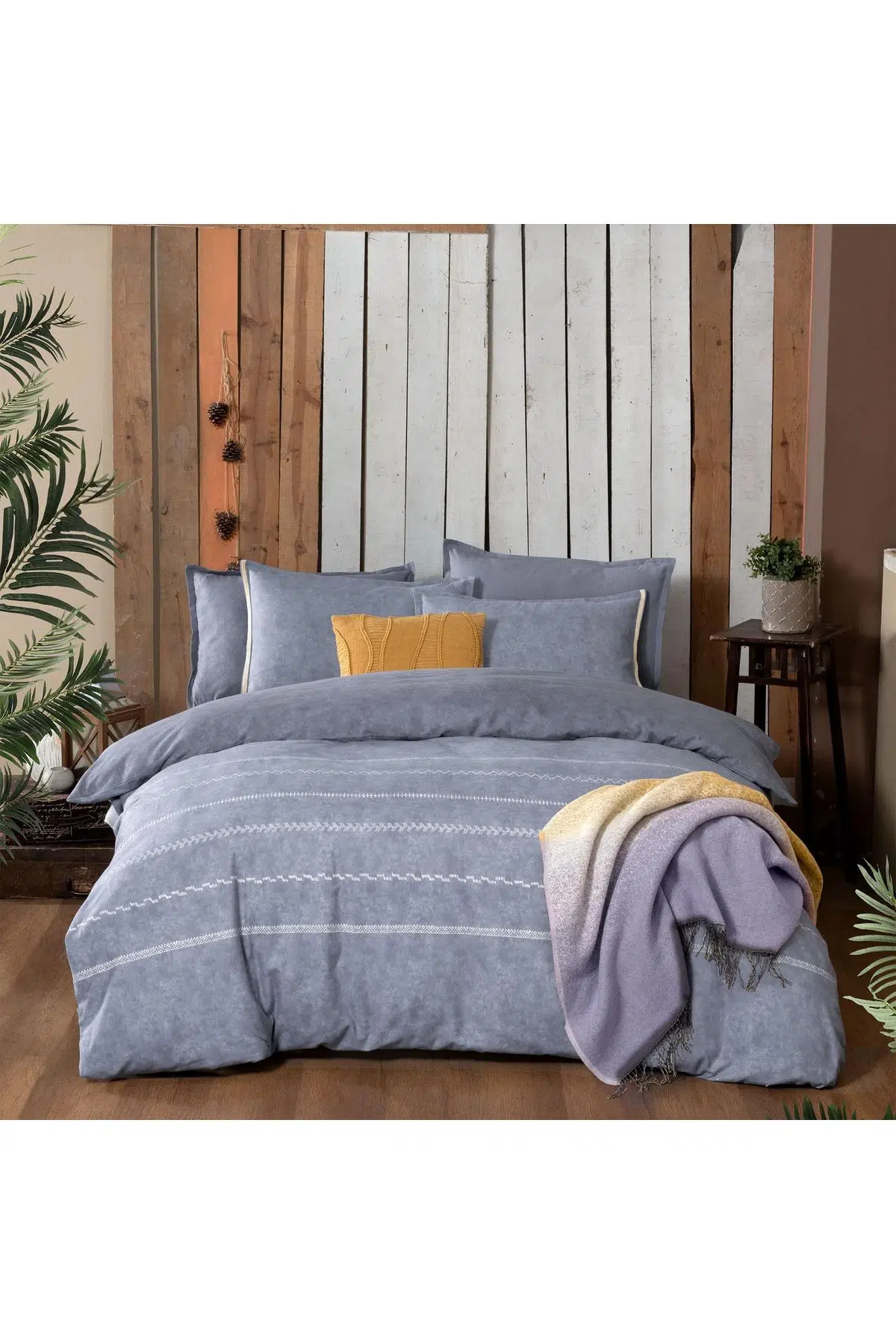 Sarev Shaw King Size (Battal Boy) %100 Pamuk Flanel (Pazen) Nevresim Takımı