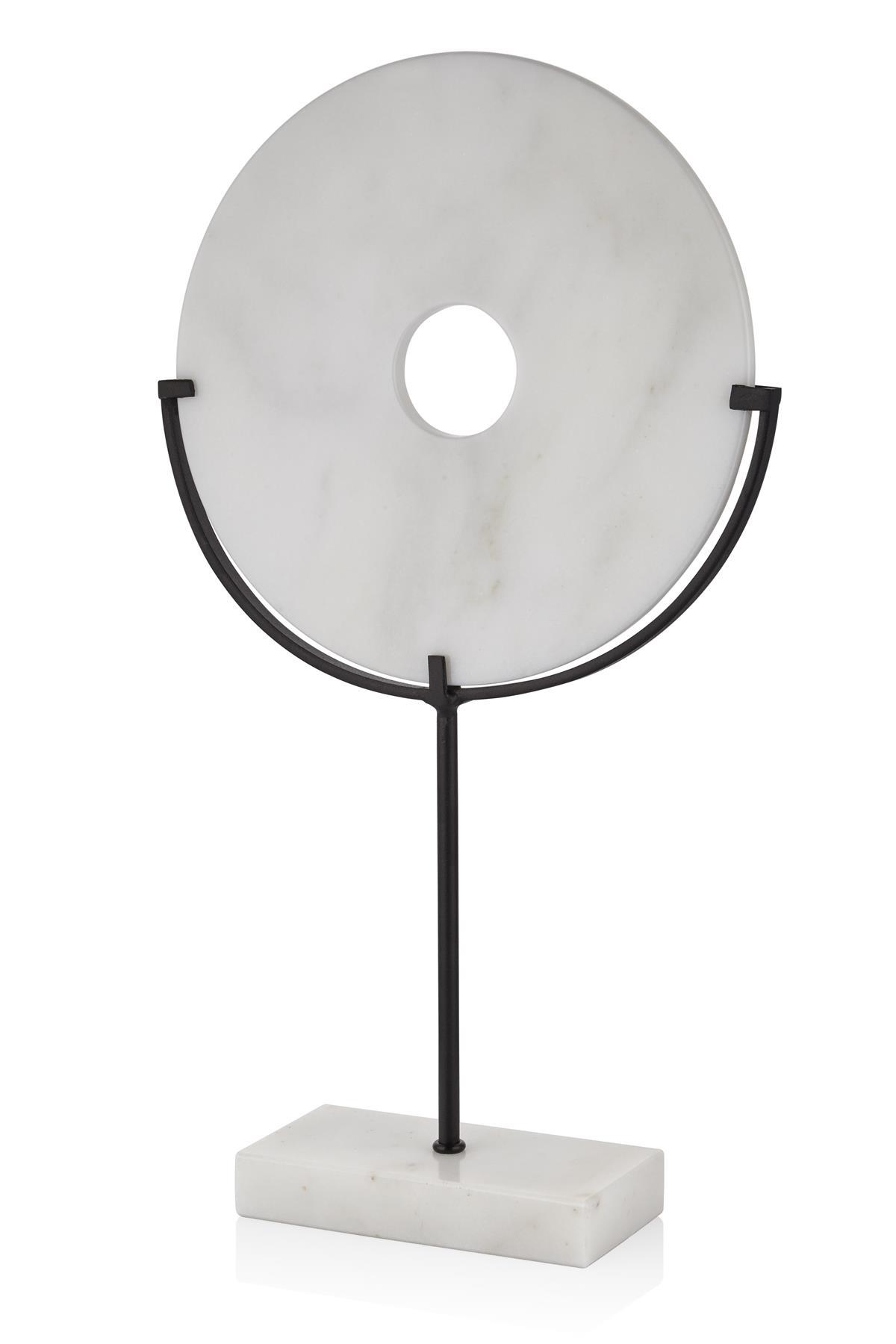 Evza Dekoratif Mermer Disk Siyah Beyaz 8*28*50 Cm