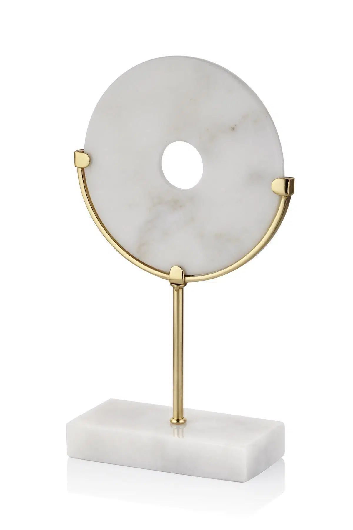 Evza Dekoratif Mermer Disk Gold Beyaz 8*28*35 Cm