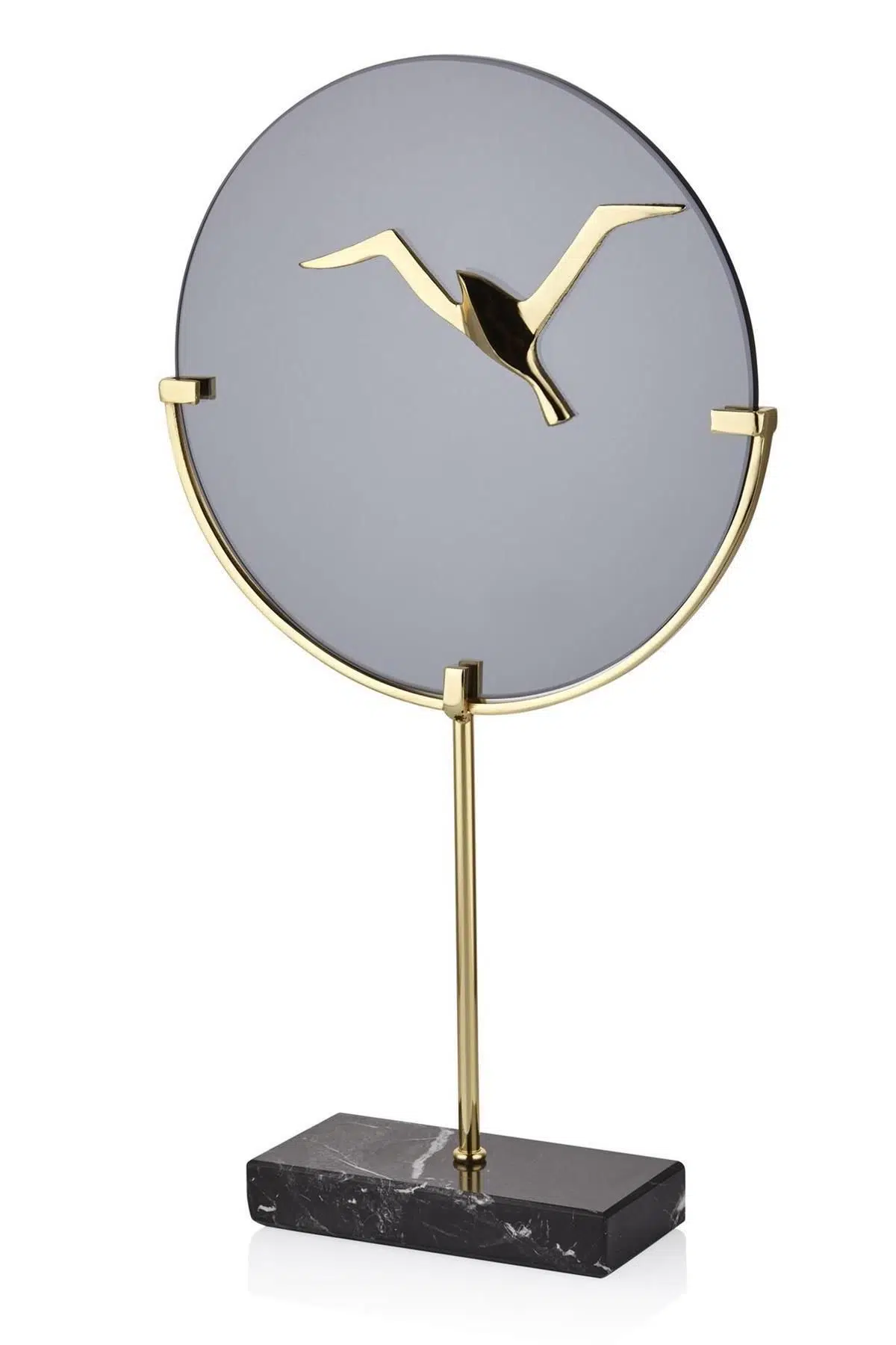 Evza Dekoratif Mermer Disk Gold Füme Kuşlu 8*28*50 Cm