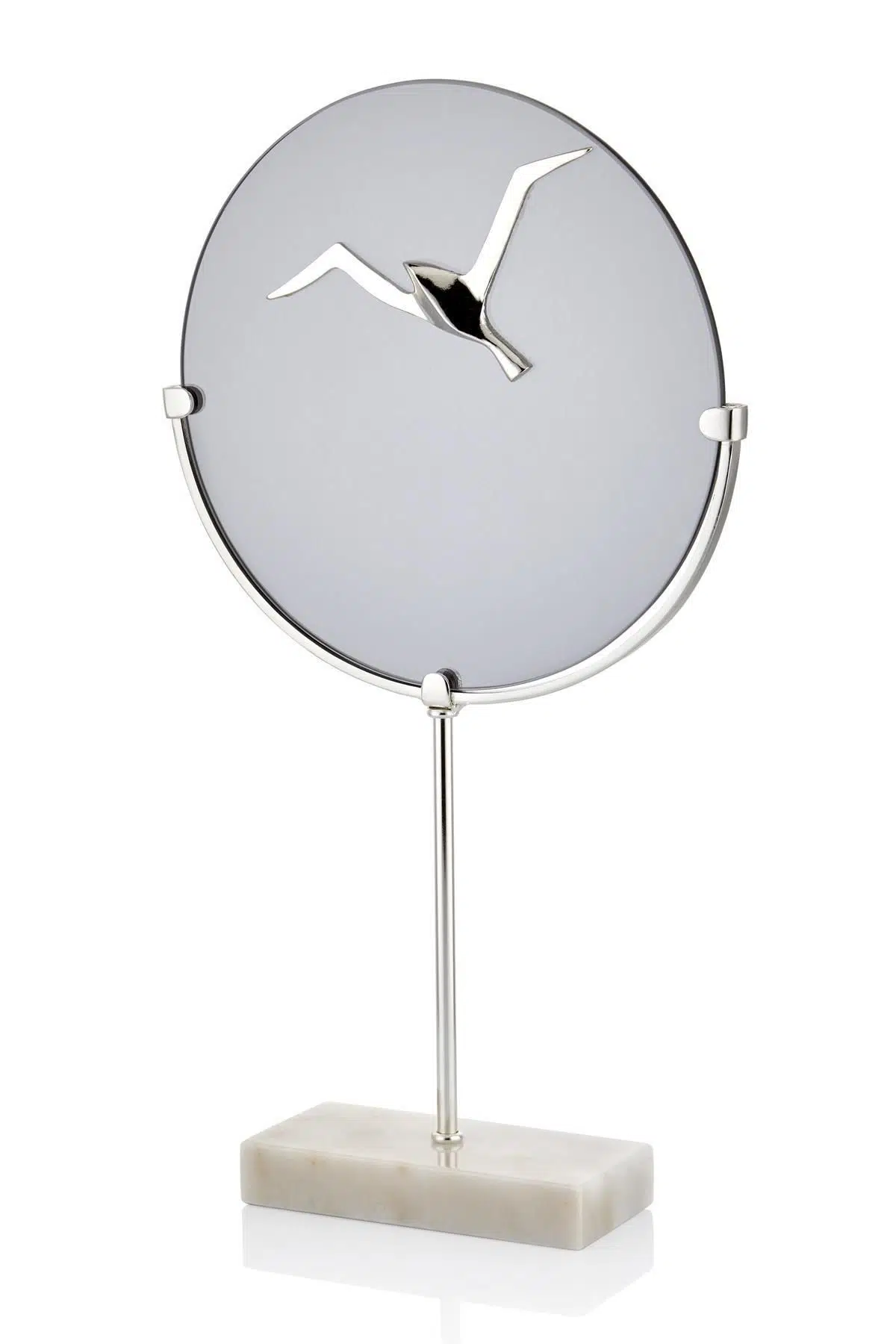 Evza Dekoratif Mermer Disk Silver Füme Kuşlu 8*28*50 Cm