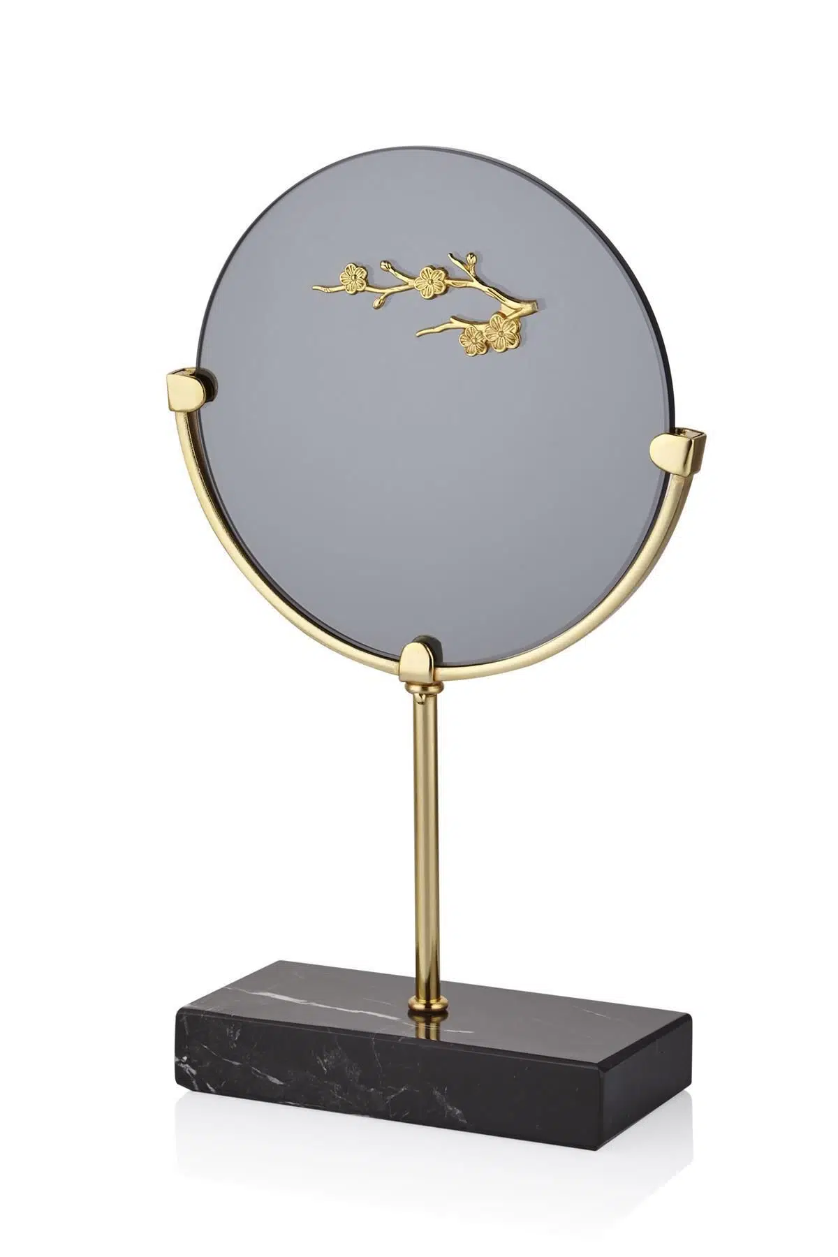 Evza Dekoratif Cam Disk Gold Füme Dallı 8*20*35 Cm