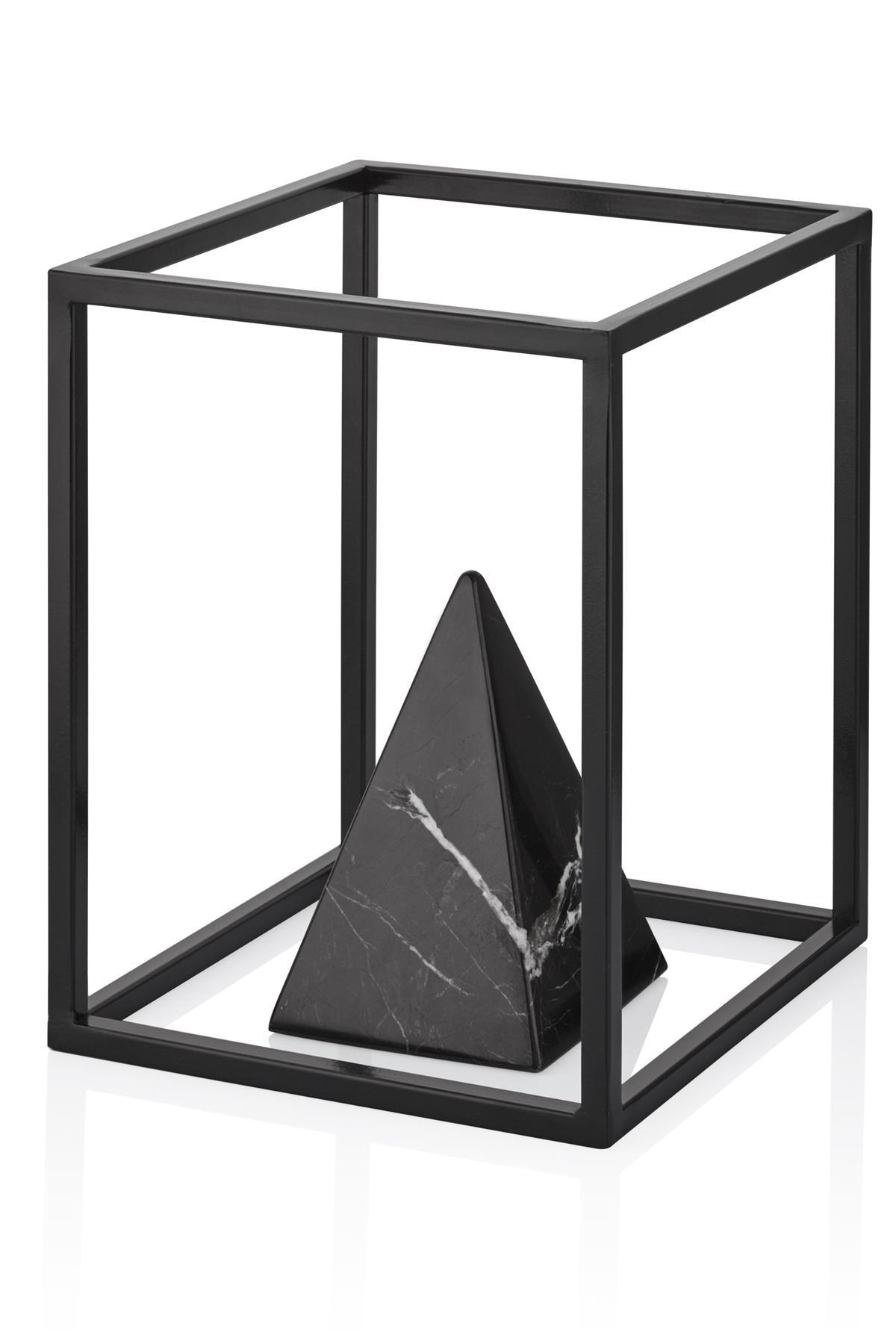 Evza Metal Çerçeveli Siyah Mermer Küçük Piramit 20*20*25 Cm