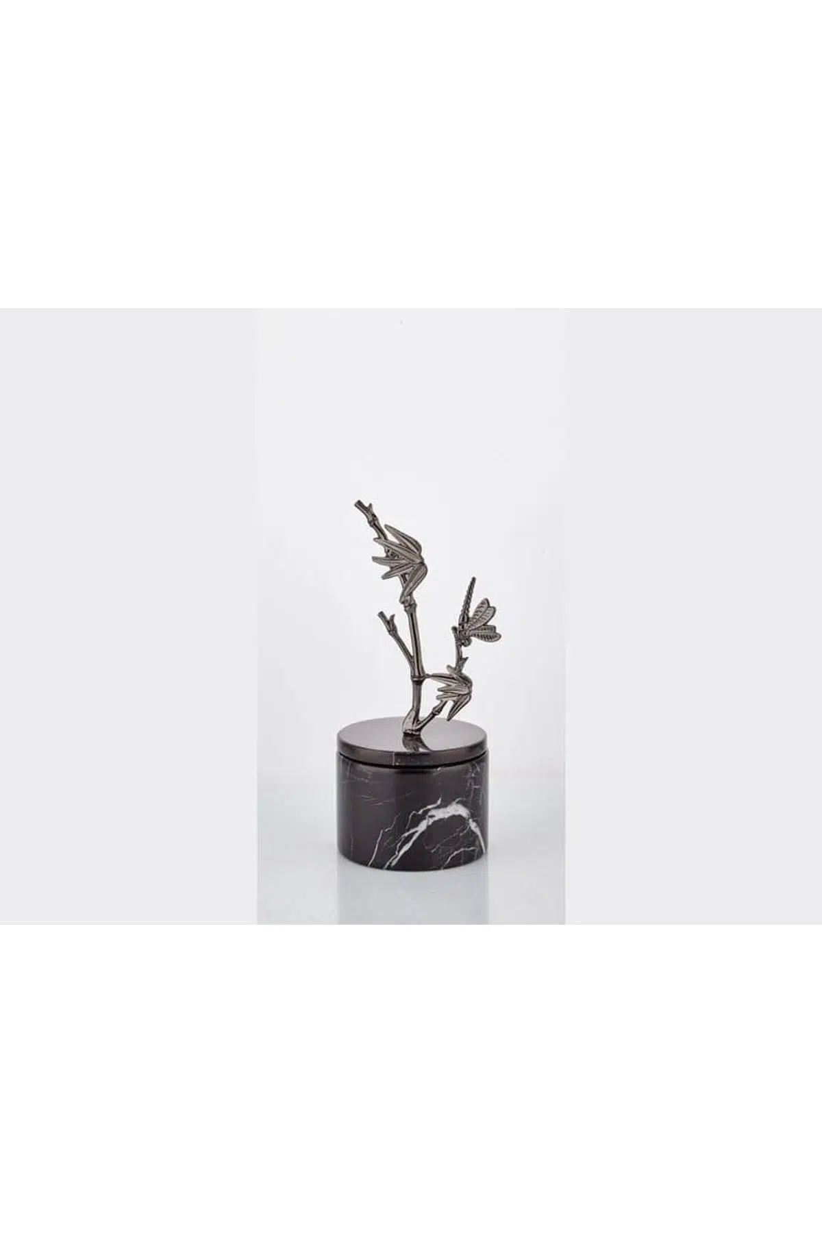 Evza Mermer Kaideli Dekor Kutu Bambu Dallı 9*9*20 Cm