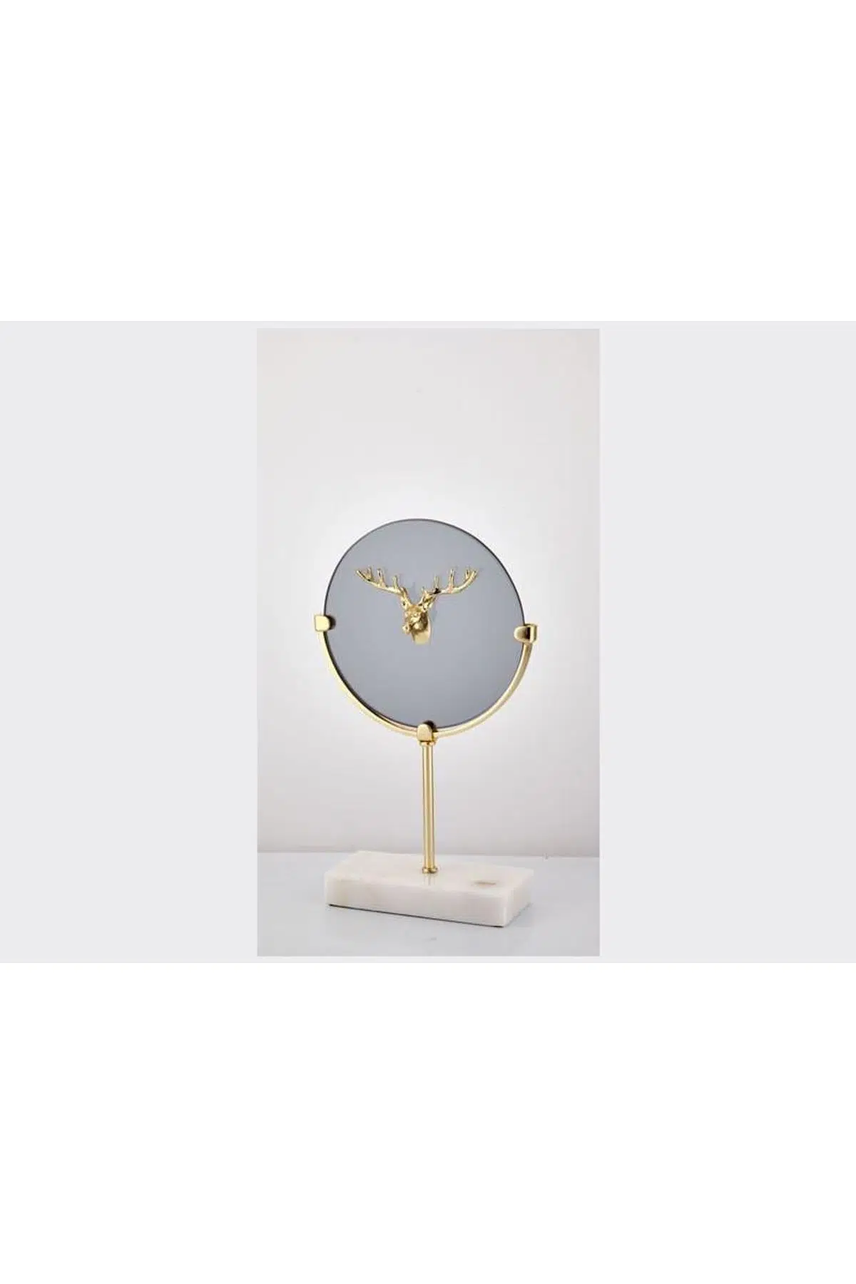 Evza Dekoratif Cam Disk Gold Füme Geyik Kafalı 8*20*35 Cm