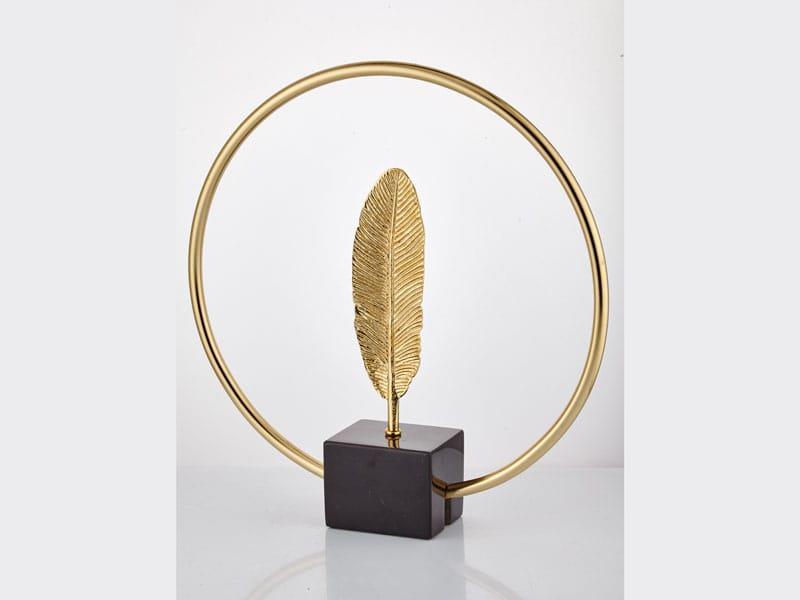 Evza Mermer Halka İçinde Tüy Siyah Gold 8*37*40 Cm