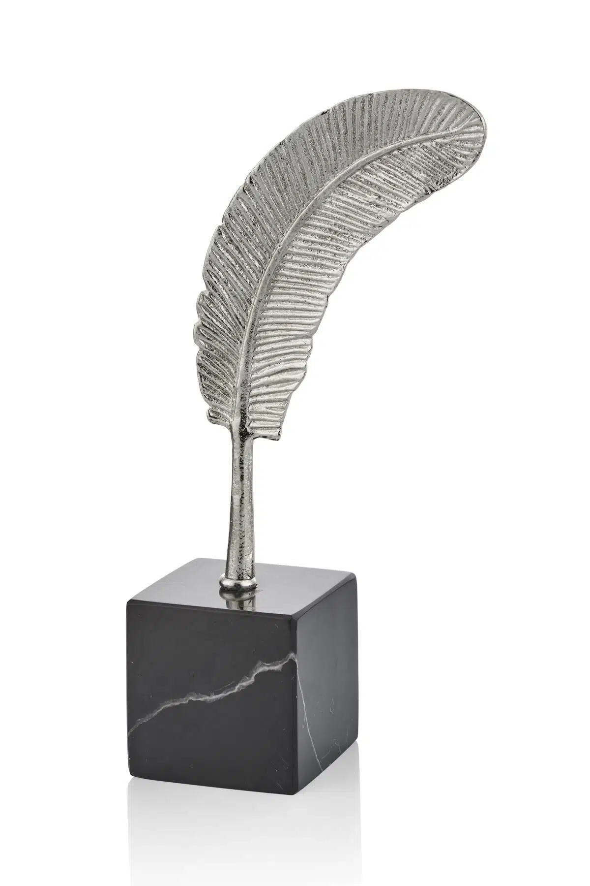 Evza Mermer Küp Üzeri Yamuk Tüy Siyah Gümüş 7*13*27 Cm