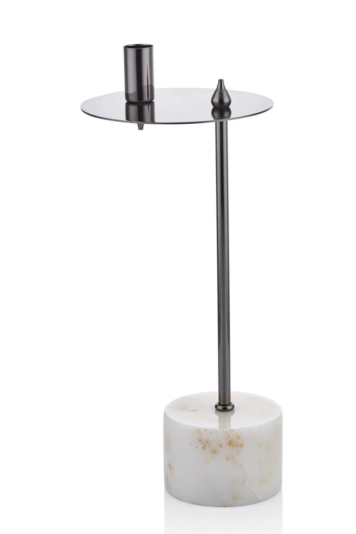 Evza Mermer Disk Asimetrik Mumluk Beyaz Antrasit 9*15*36 Cm