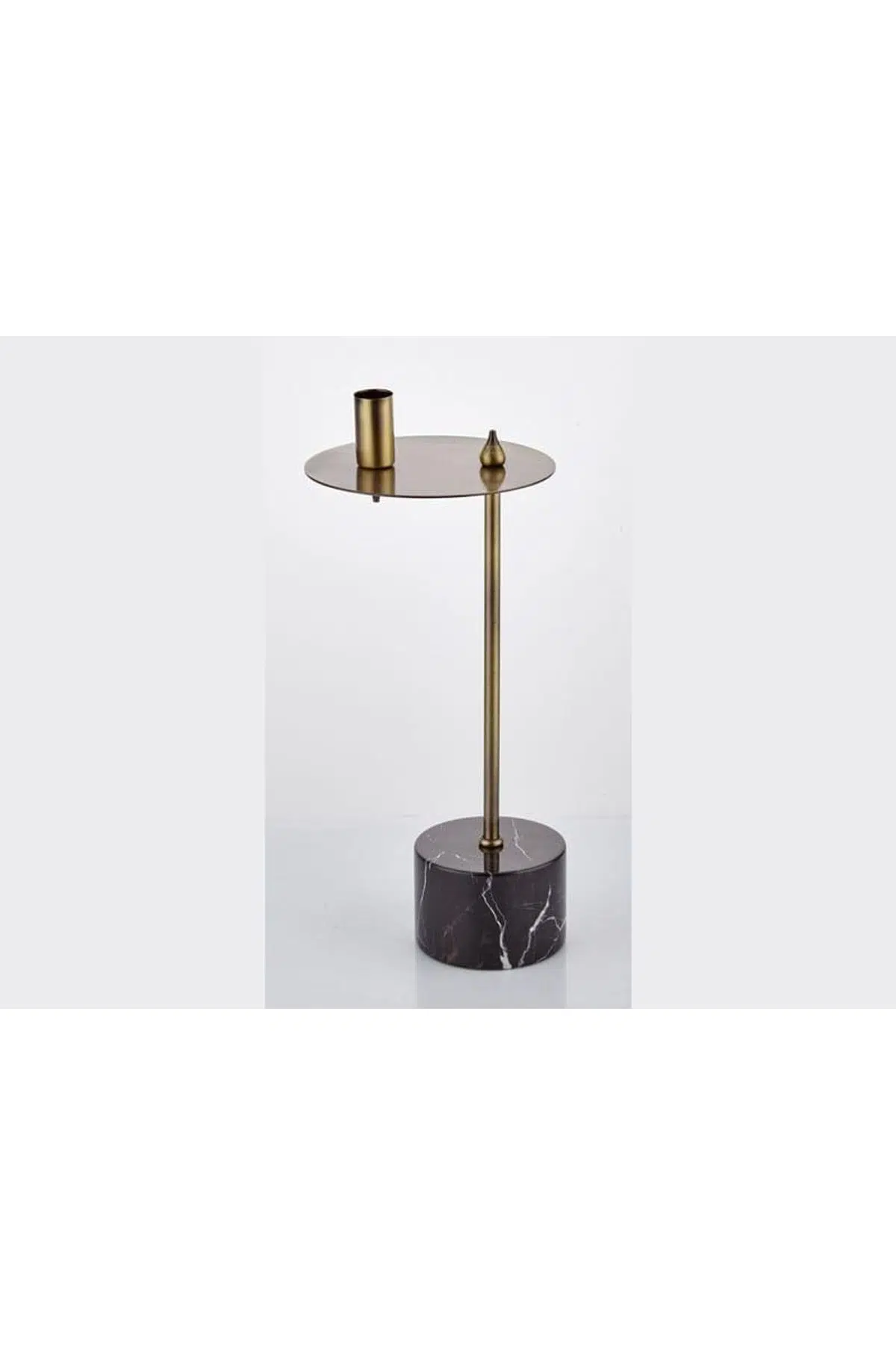 Evza Mermer Disk Asimetrik Mumluk Siyah Bronz 9*15*36 Cm