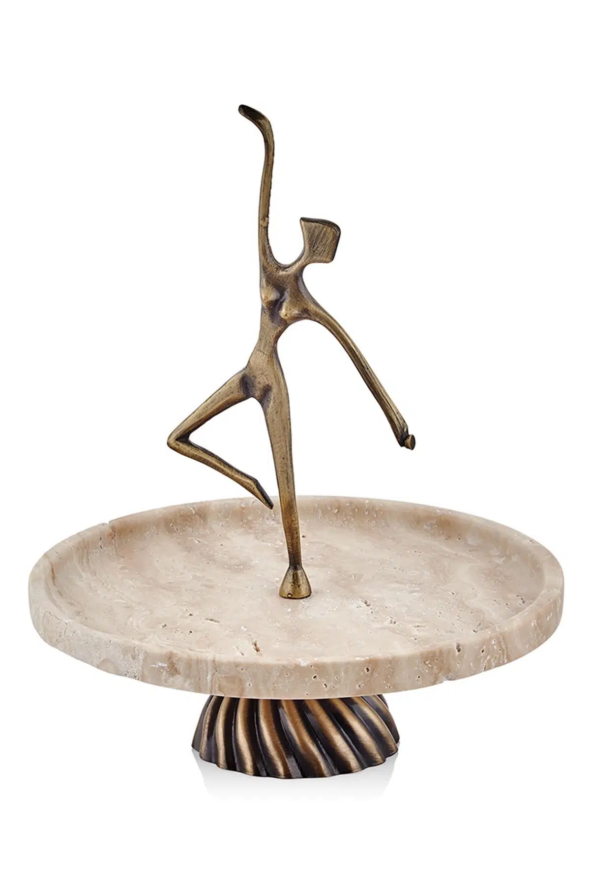 EVZA MERMER BURGU AYAKLI BALERİN FİGÜRLÜ SUNUMLUK TRAVERTEN 25*25*30 CM