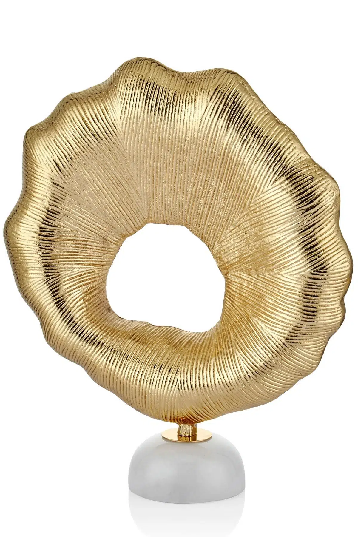 Evza Mermer Kaideli Güneş Dekor Beyaz Gold 13*36*45 Cm