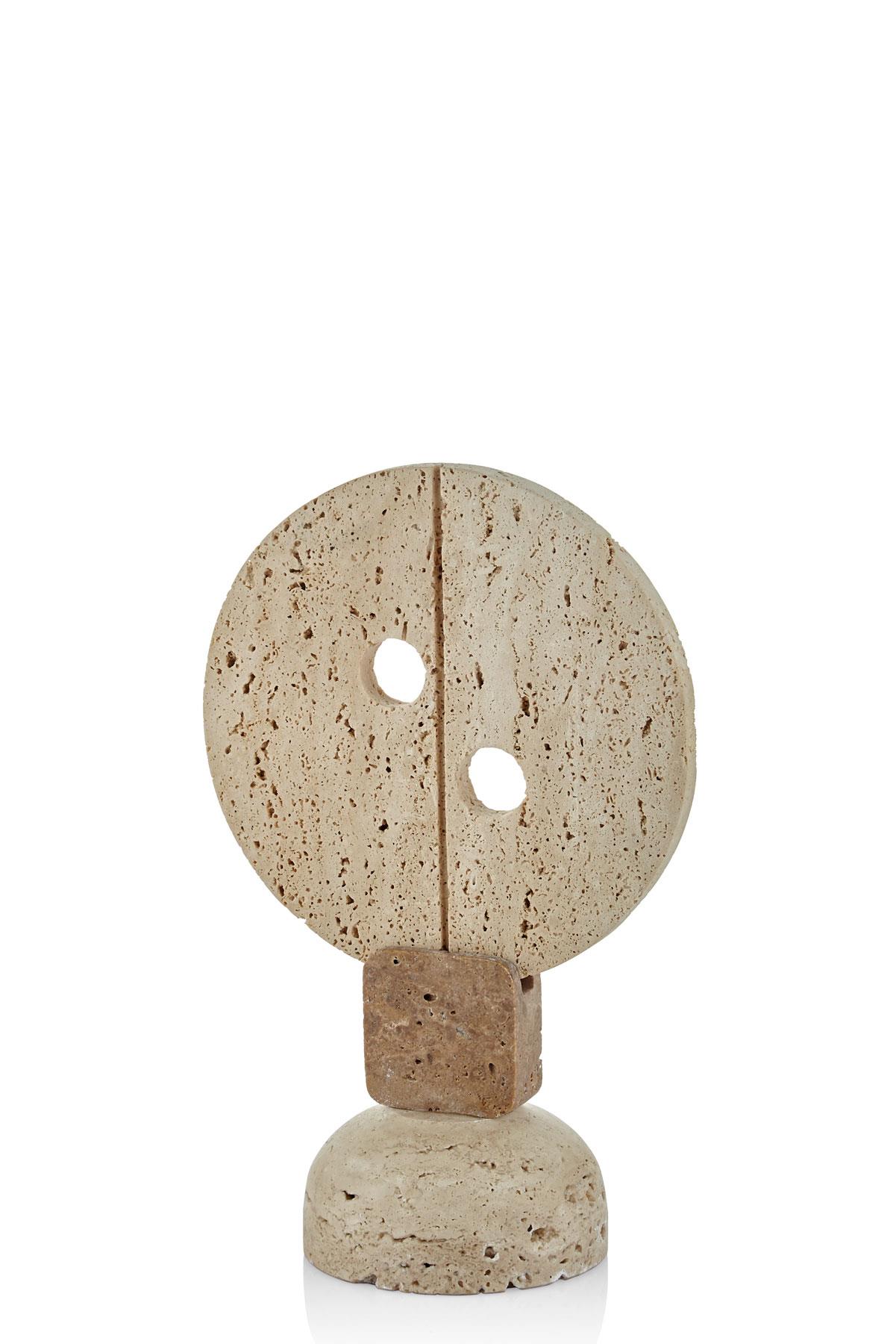 Evza Mermer Button Decor Traverten 12*20*32 Cm