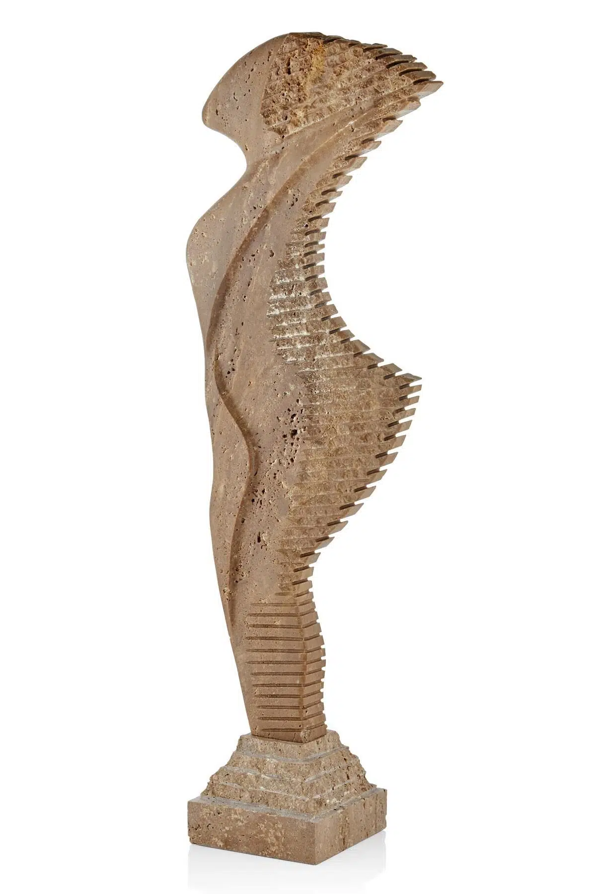 Evza Mermer Volto Dautore Kahverengi Traverten Heykel 13*25*70 Cm