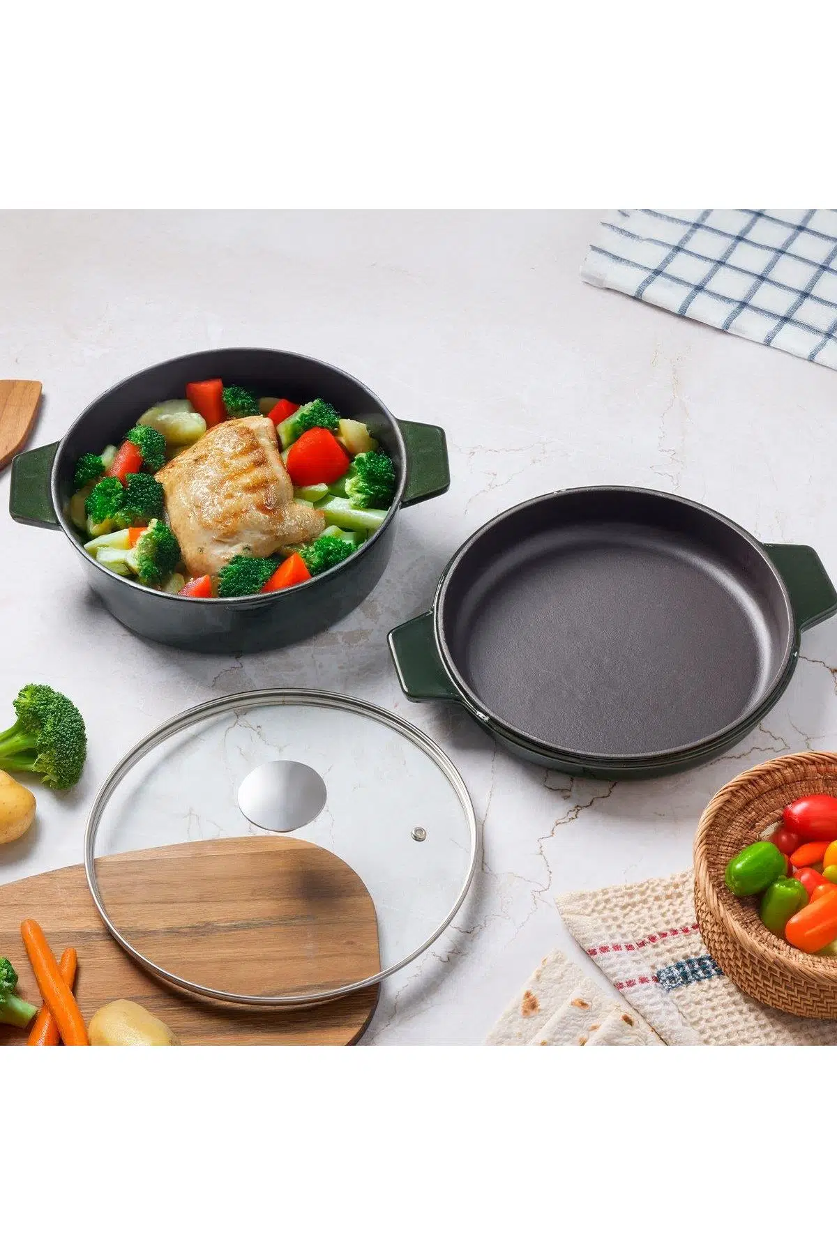 Aryıldız Duo Techniq Iron Döküm Derin Tencere Fesleğen 24cm
