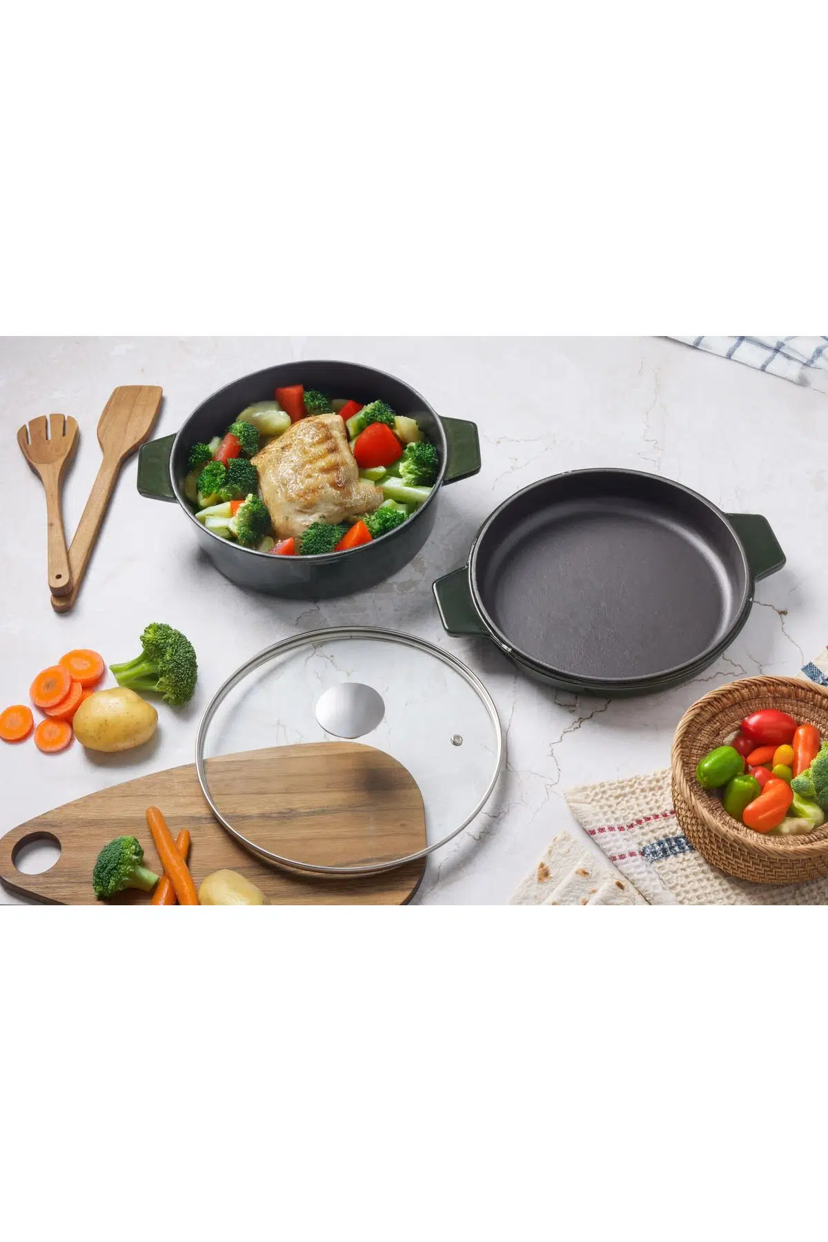 Aryıldız Duo Techniq Iron Döküm Derin Tencere Fesleğen 28cm