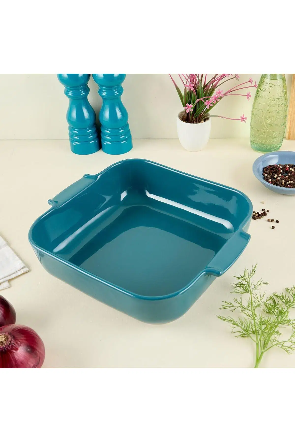 Aryıldız Elissa Fırın Kabı Kare 28cm Yeşil