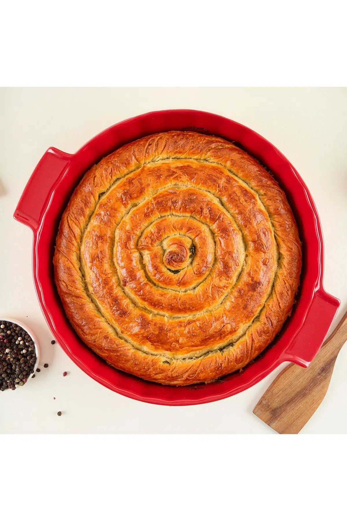 Aryıldız Elissa Rölyefli Fırın Kabı Yuvarlak 32.5 cm Kırmızı