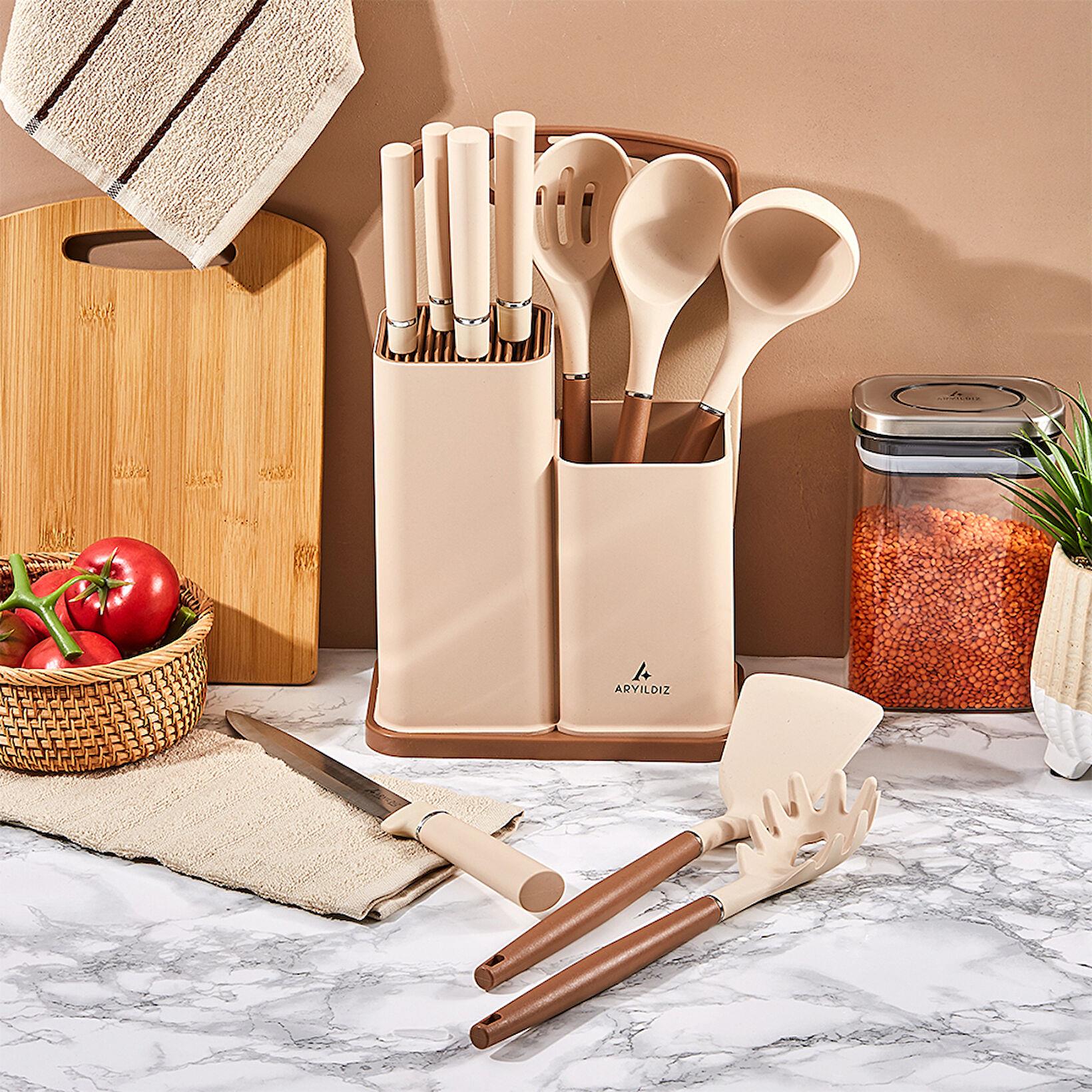 Aryıldız Kaizen Blok Bıçak/Utensil Ve Pano Set 12 Parça