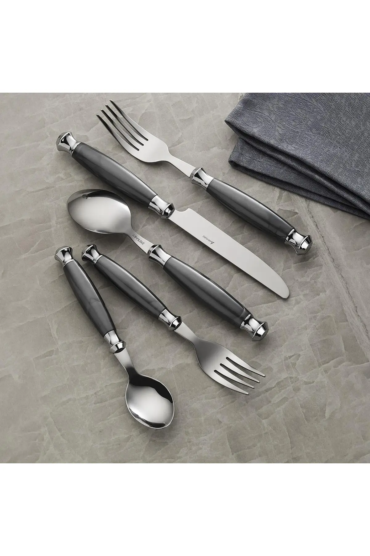 Aryıldız Ravello Çatal Bıçak Kaşık Takımı 30 Parça Grey