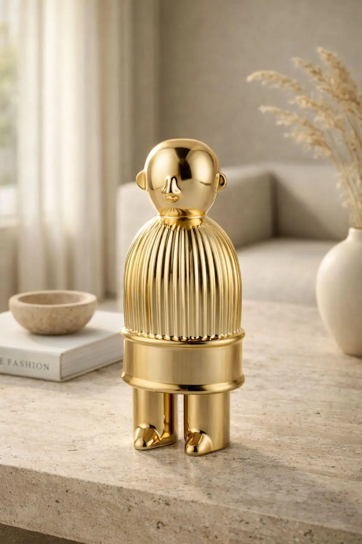 Elite Deco Altın Adam Biblo 20 cm – Seramik Dekoratif Heykel Modern Salon Dekoru