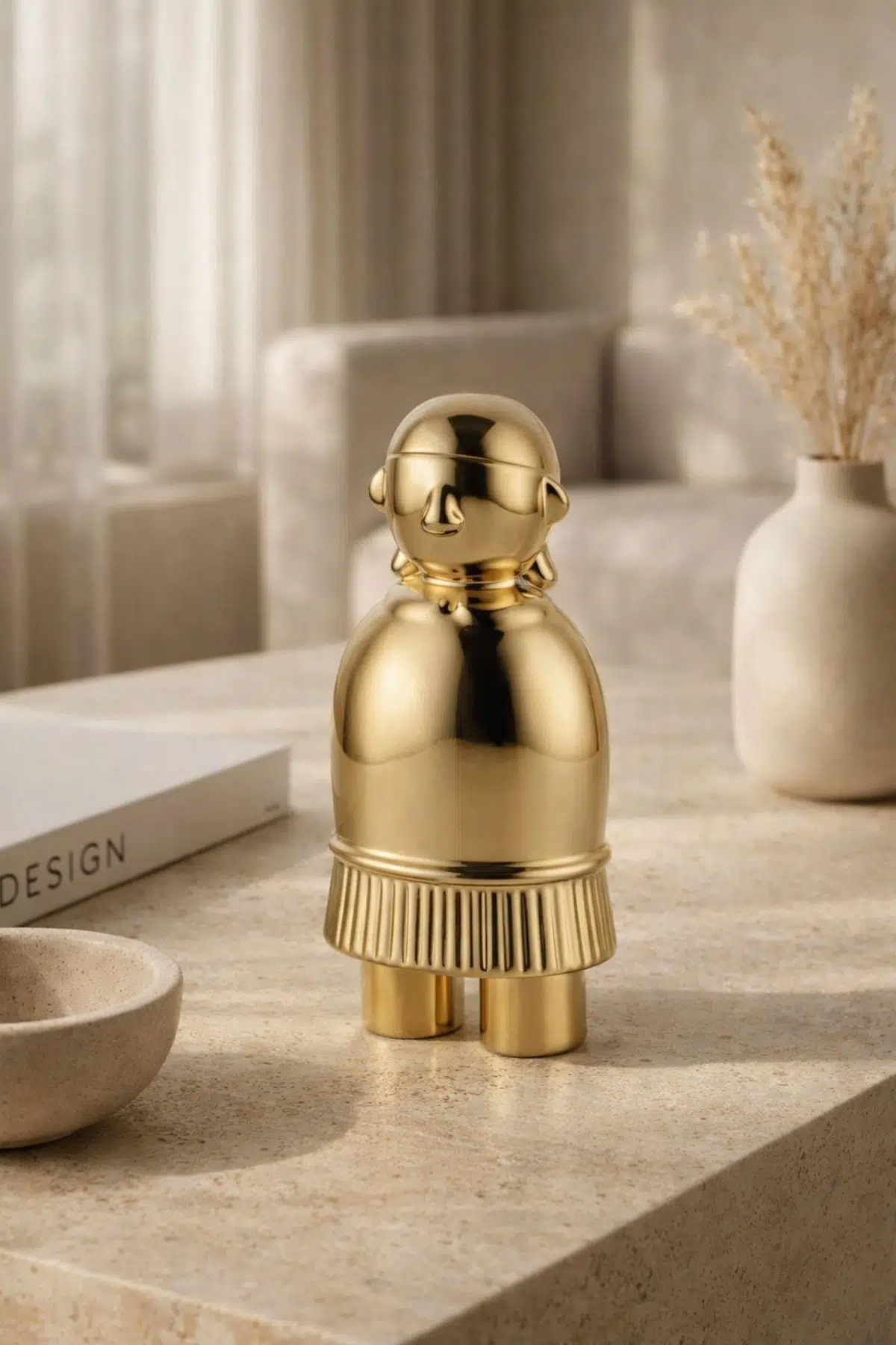 Elite Deco Altın Kadın Heykel Biblo 18 cm – Seramik Modern Dekoratif Obje
