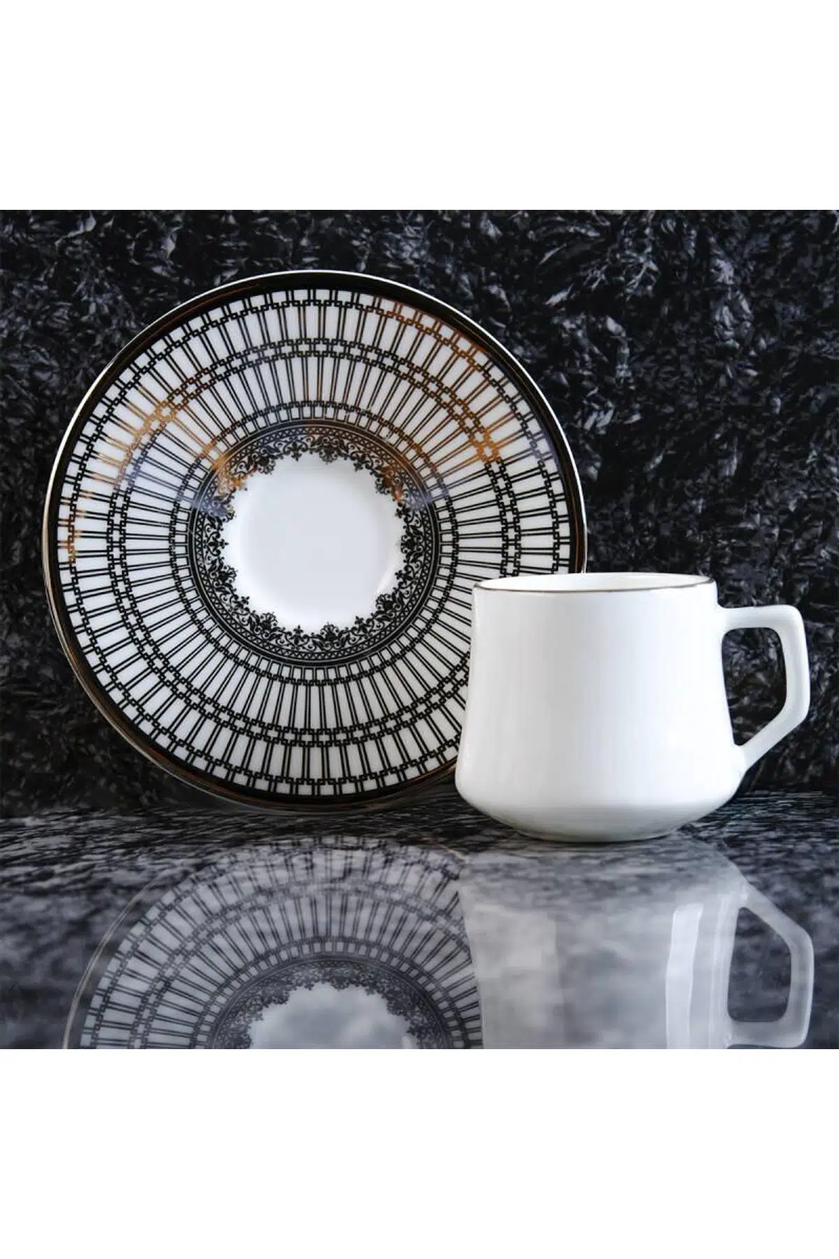 Evaliza Crown Platin 6 Kişilik Double Kahve Fincanı Takımı