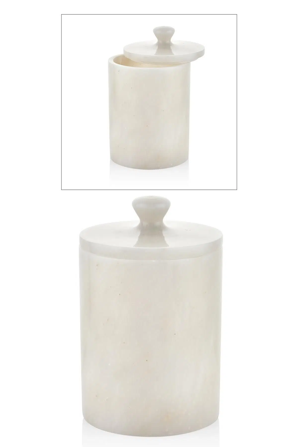 Evza Mermer Çöp Kovası Beyaz 15*15*23 Cm