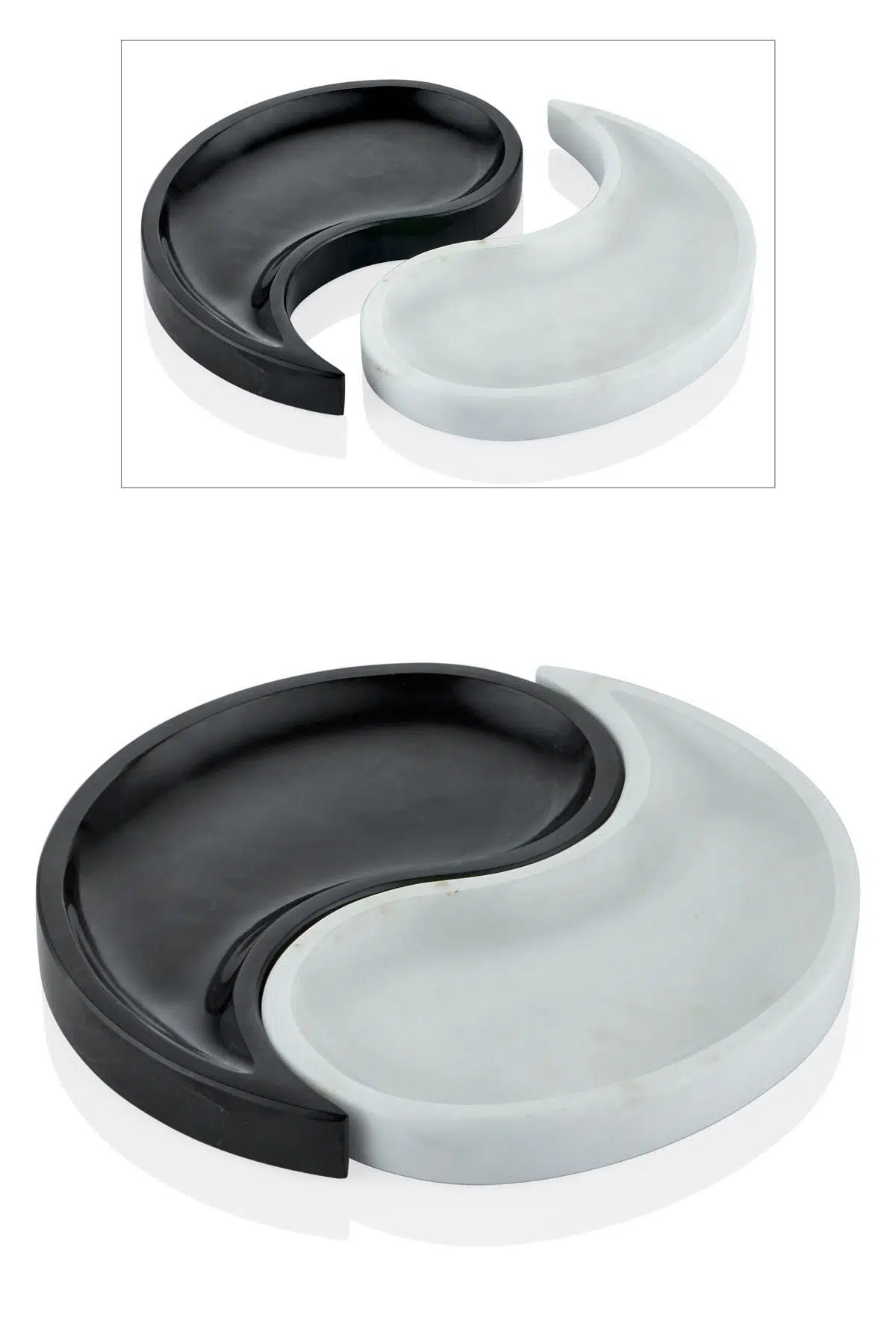 EVZA MERMER DAMLA SUNUMLUK BEYAZ SİYAH 25*25*2 CM