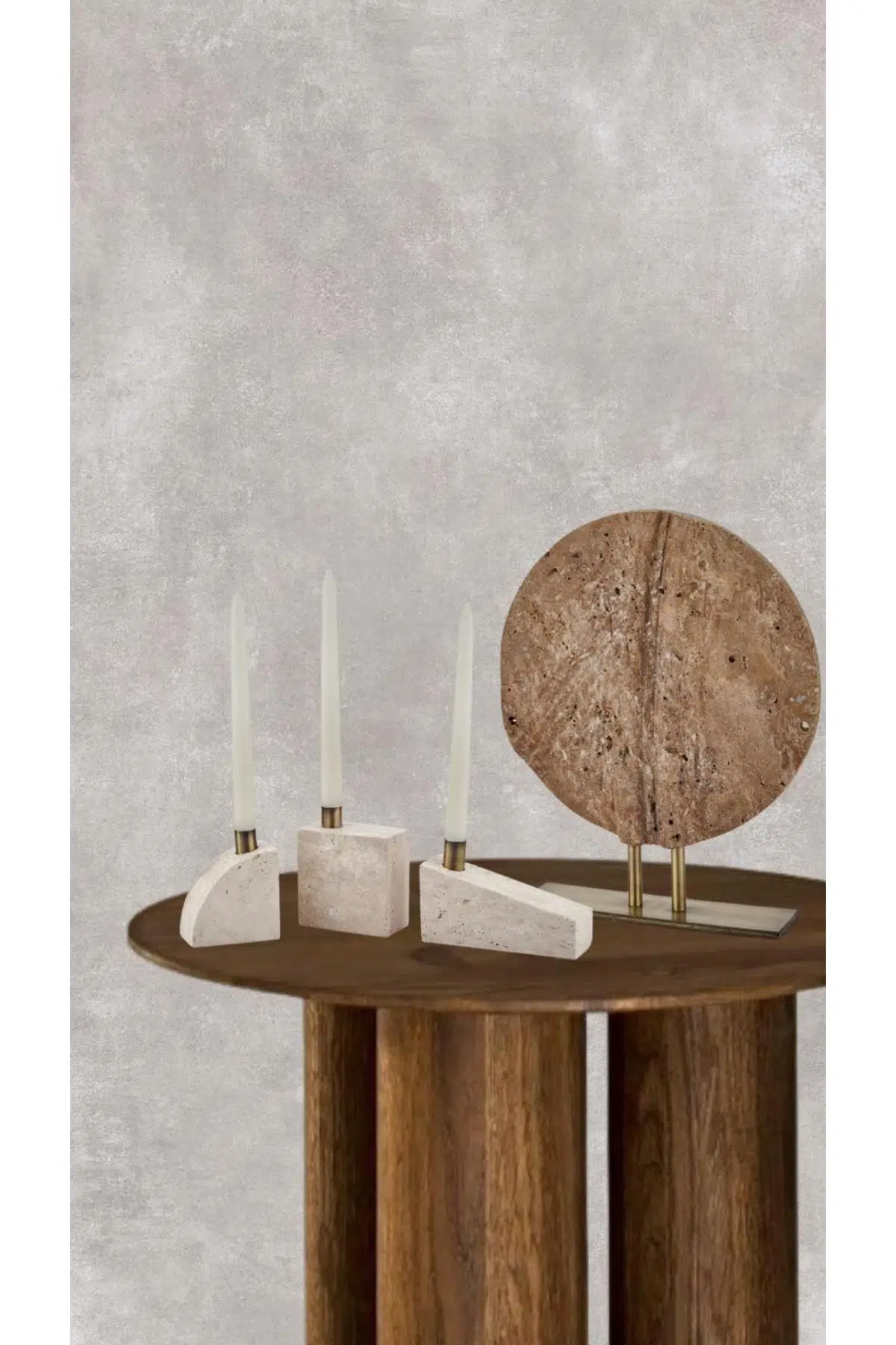 Evza Mermer Embossed Wood Kahverengi Traveten Dekor 8*30*37 Cm