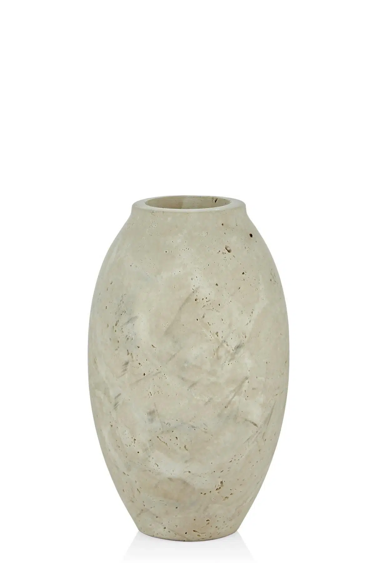 Evza Mermer Traverten Chubby Vazo 12*12*21 cM