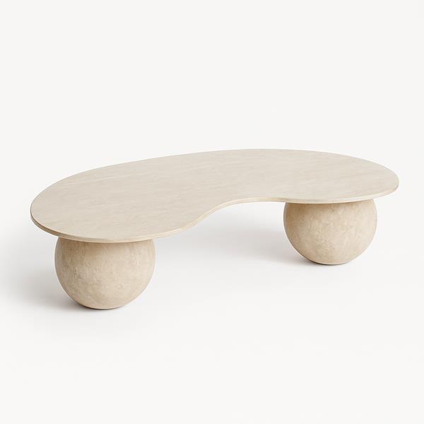 Evza Mermer Traverten Oval Masa