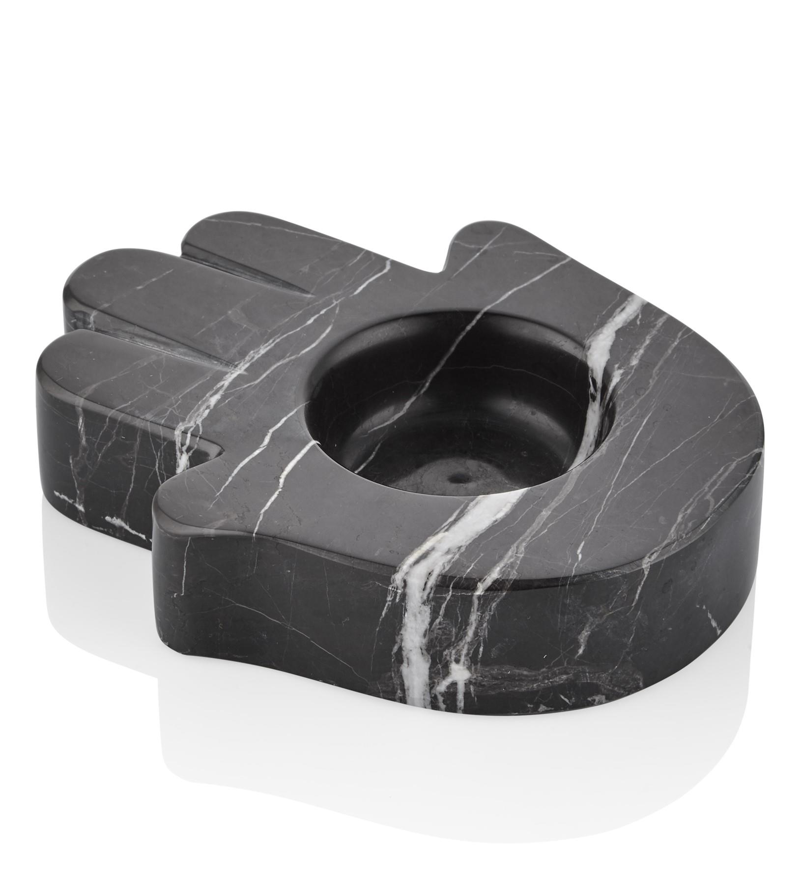 Evza Siyah Mermer Dekor Fatmanın Eli Mumluk 15*12*3 Cm