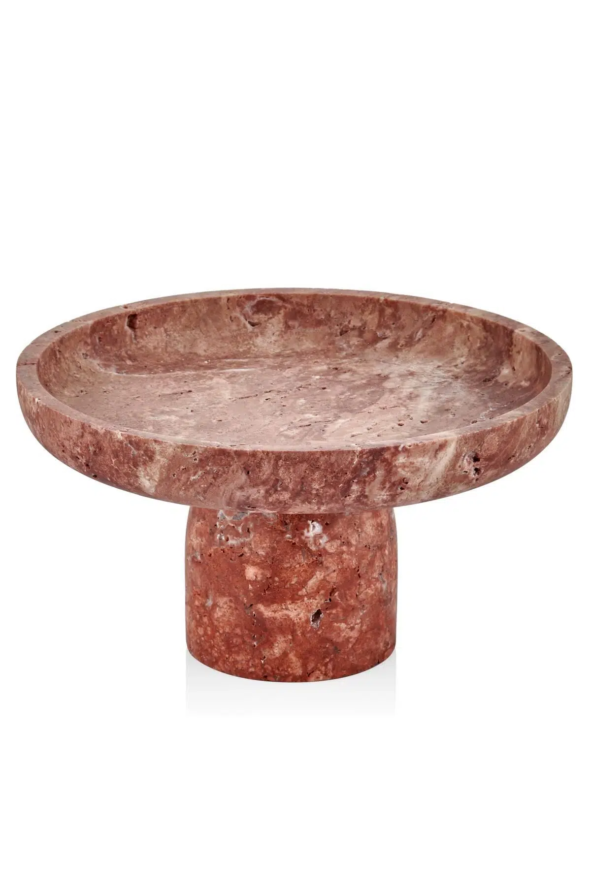 Evza Traverten Ayaklı Sunum Tabağı Kırmızı 29*29*16 Cm