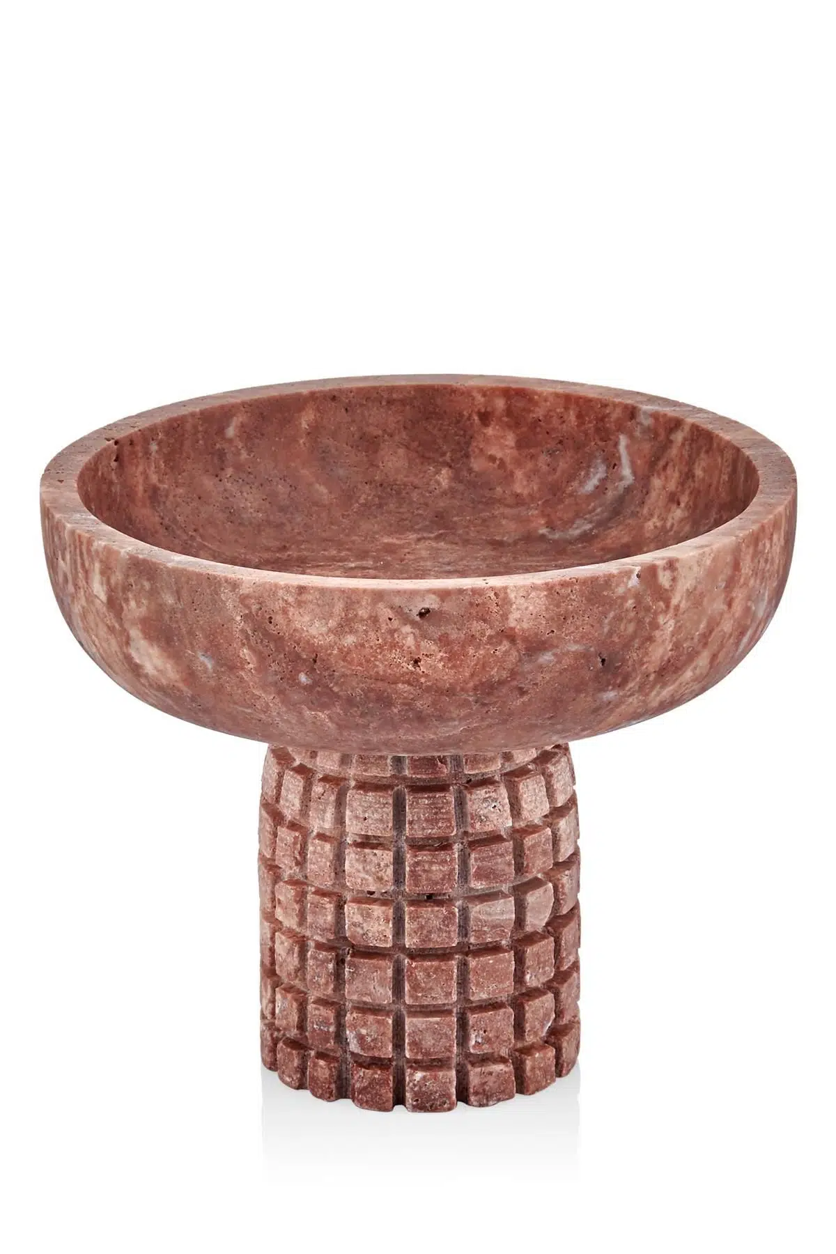 Evza Traverten Ekose Ayaklı Sunum Tabağı Kırmızı 18*18*15 Cm