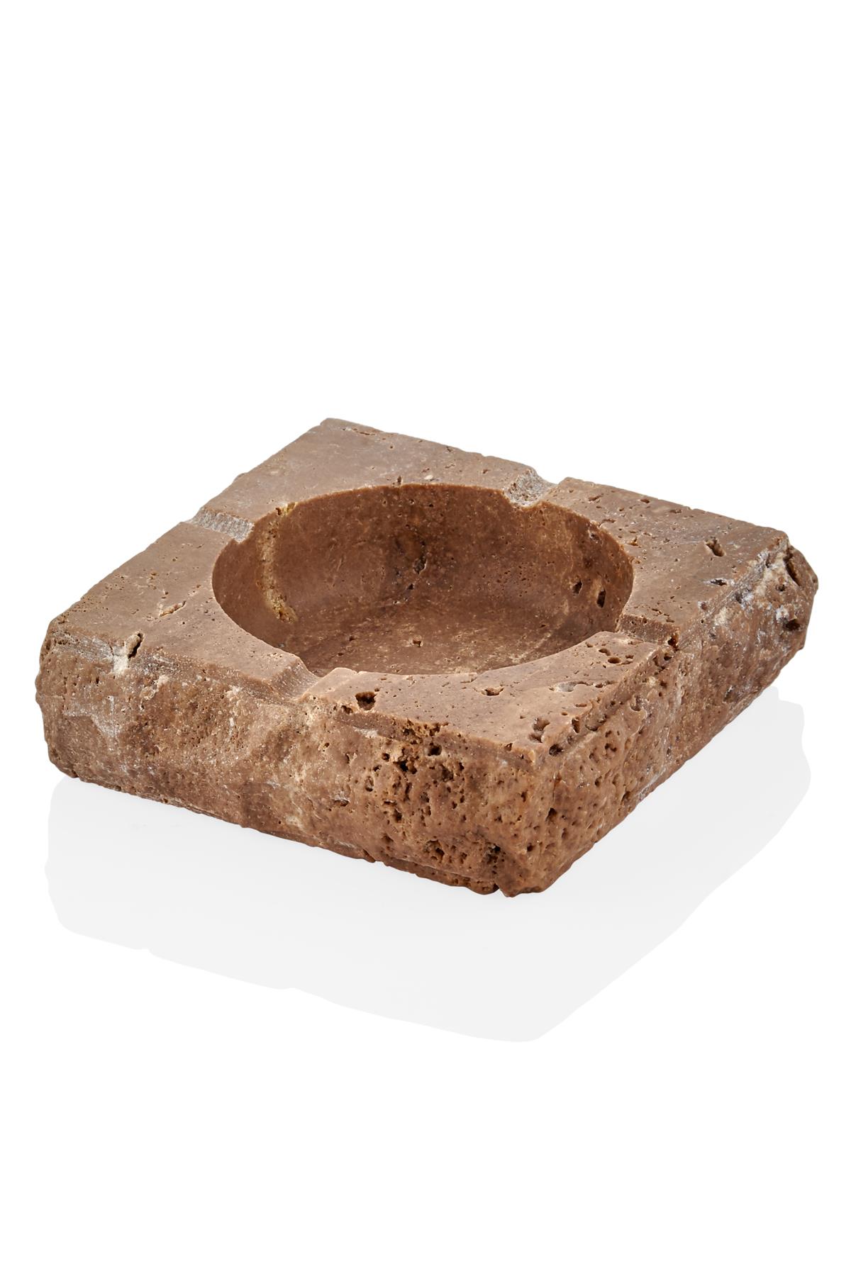 Evza Traverten Kare Küllük Kahverengi 13*13*5 Cm