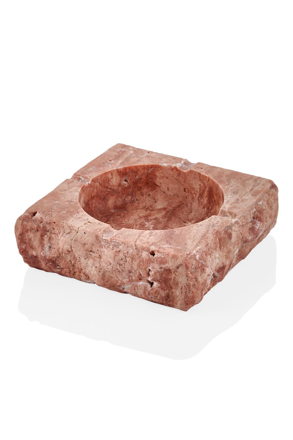 Evza Traverten Kare Küllük Kırmızı 13*13*5 Cm