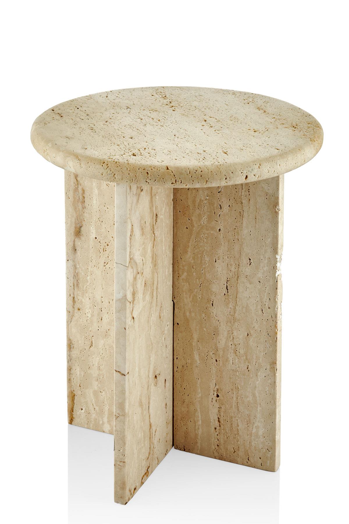 Evza Traverten Sehpa 40*40*50 Cm