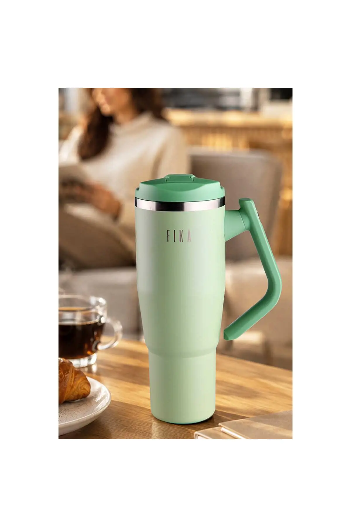 Fika Lumi Döner Kulplu Termos 1200ML Mint Yeşil