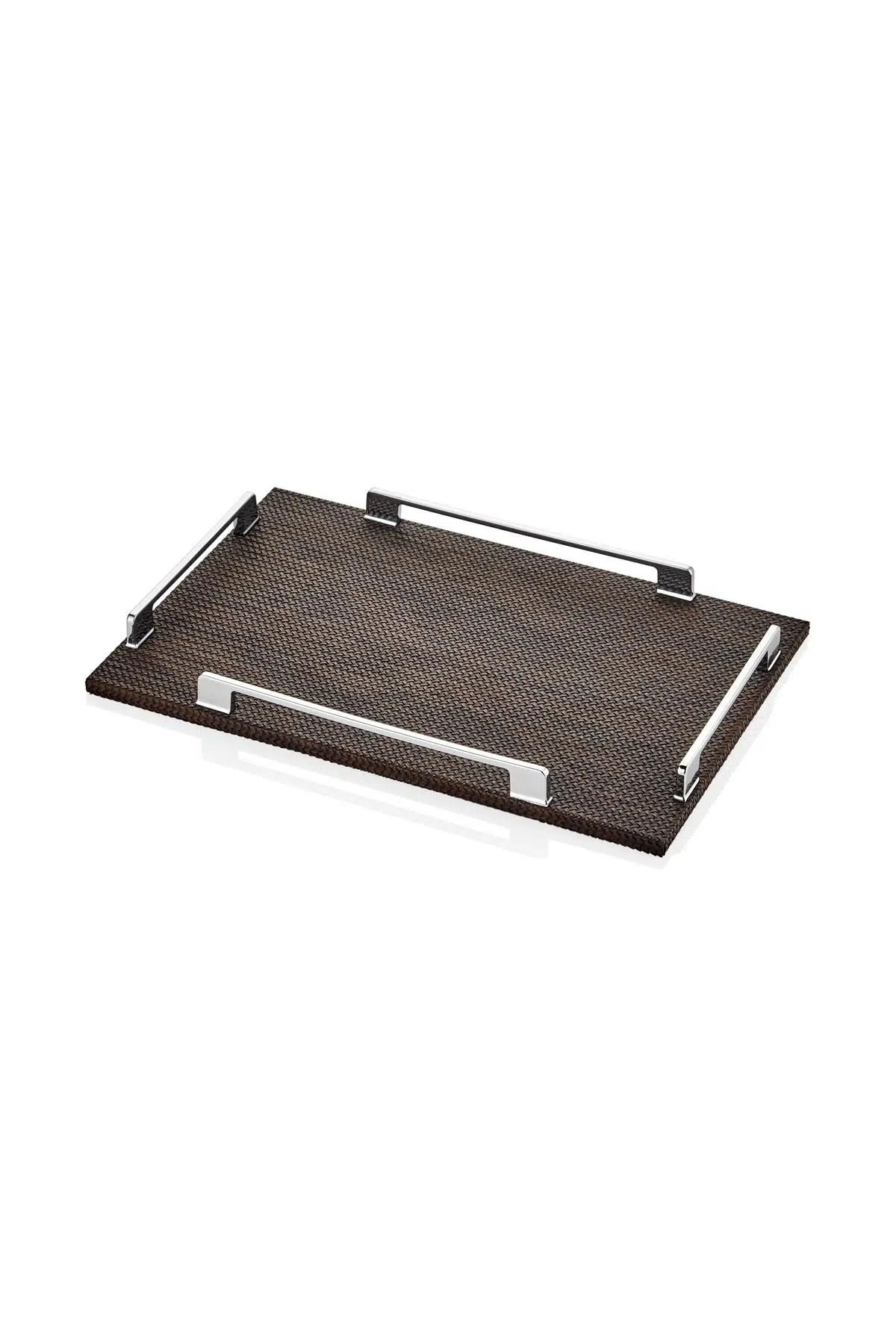 Luxe Faux Dikdörtgen Vegan Deri Tepsi Kahve 25*38*3,5 Cm