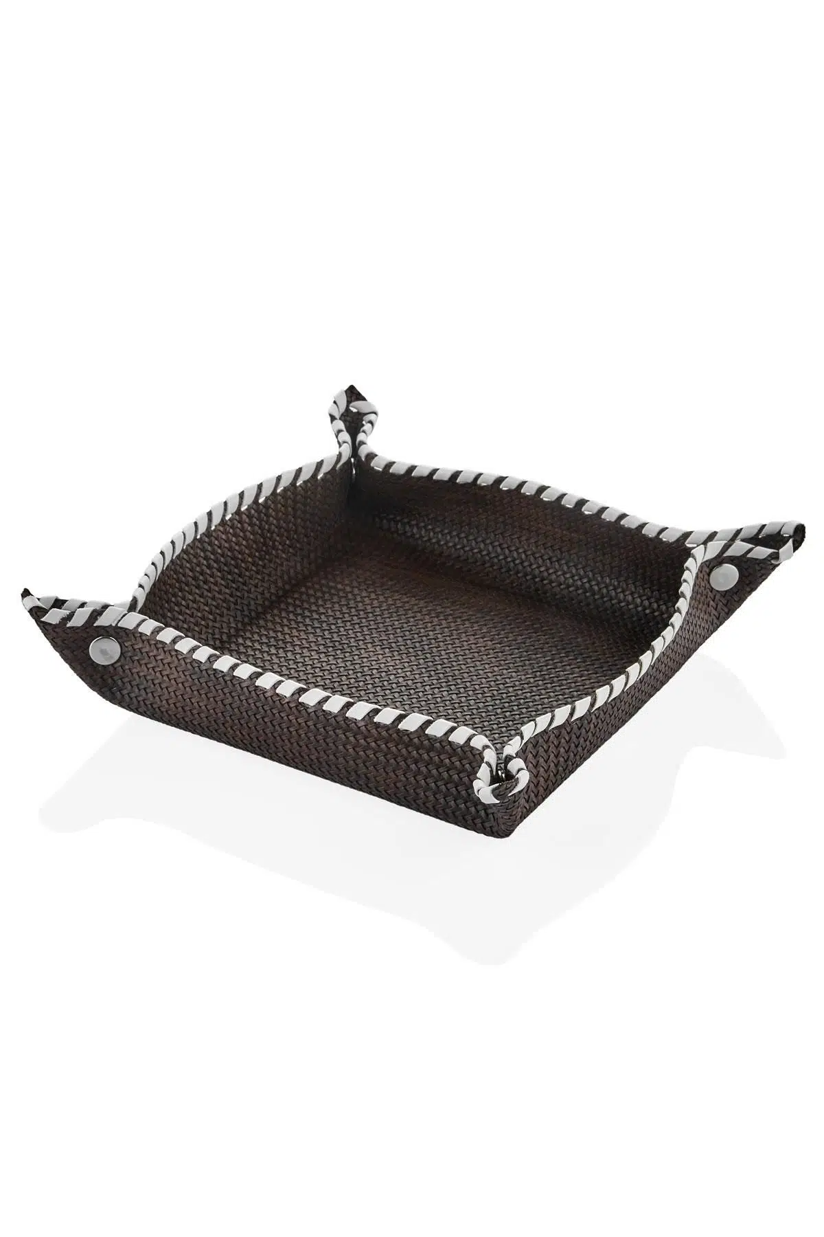 Luxe Faux Kare Vegan Deri Ekmeklik Kahve 31*31*6 Cm
